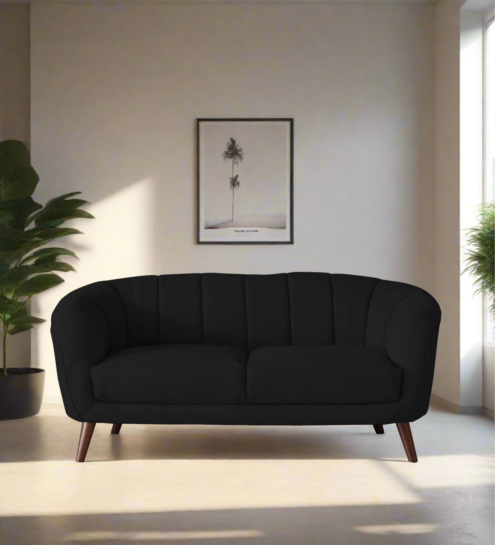 Benjamin Fabric 2 Seater Sofa In Zed Black Colour - Febonic Living