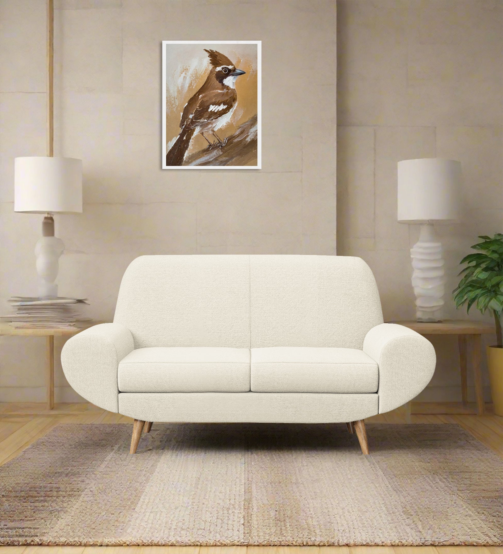 Jessy Fabric 2 Seater Sofa In Ivory Cream Colour - Febonic Living