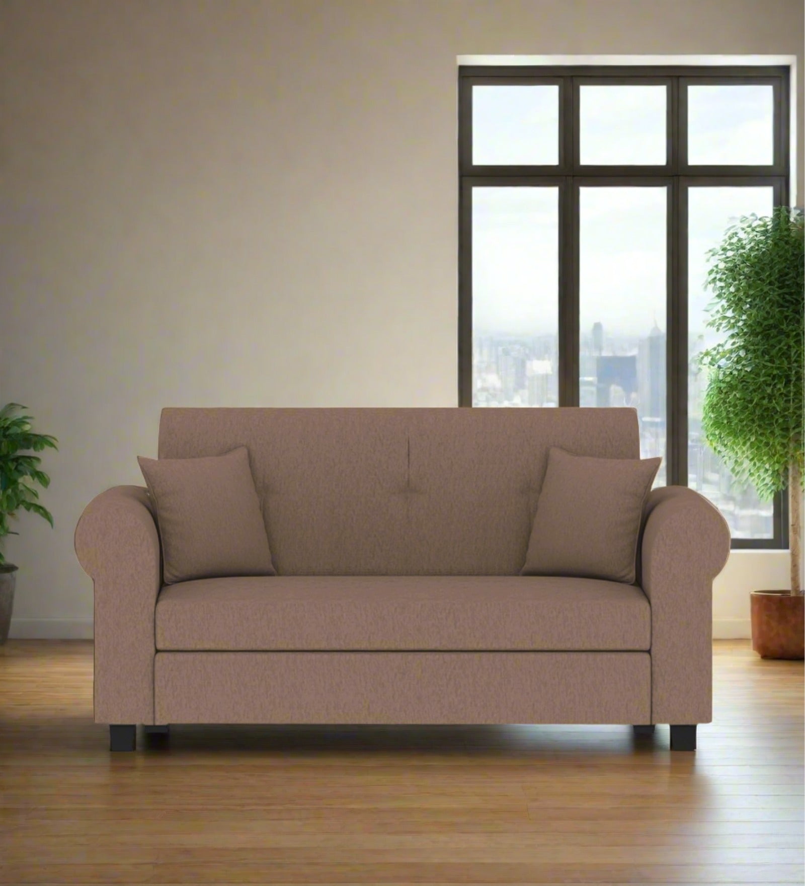 Derado Fabric 2 Seater Sofa In Cookie Beige Colour - Febonic Living
