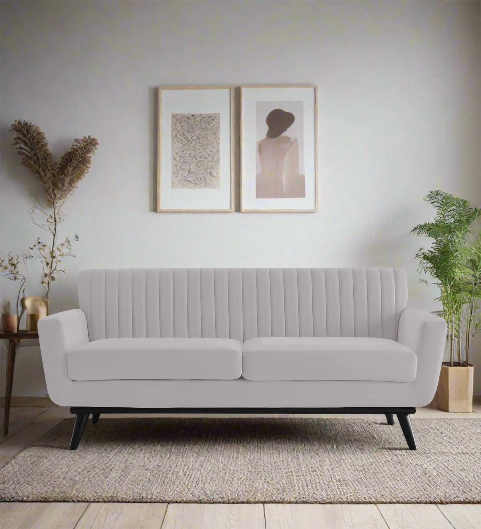 Tucker Velvet 2 Seater Sofa In Concrete Grey Colour - Febonic Living
