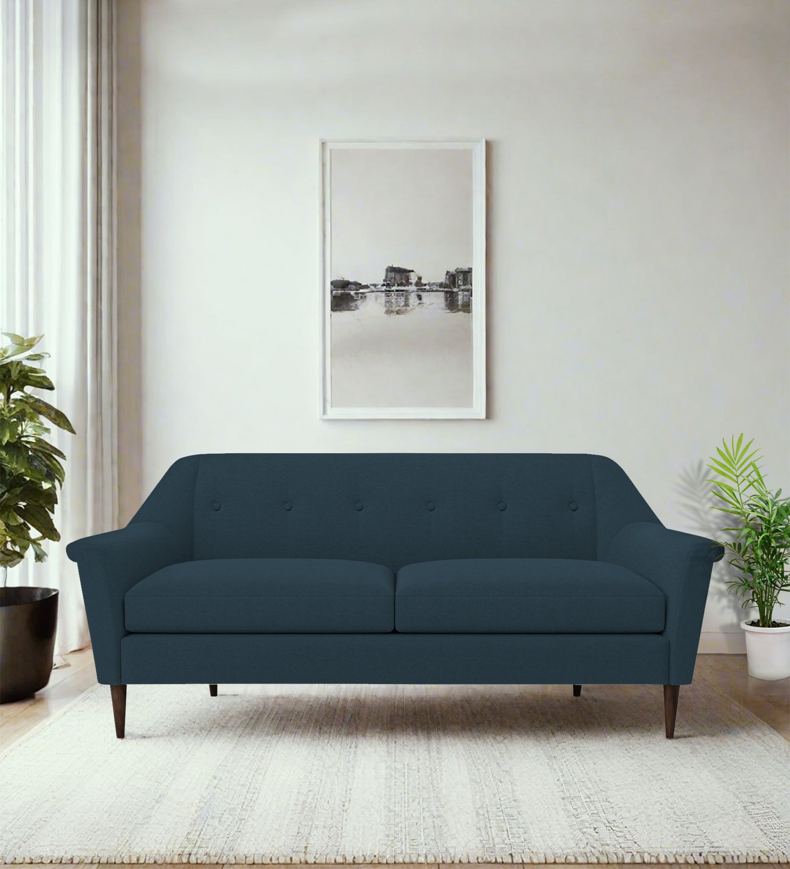 Homer Fabric 3 Seater Sofa In Cool Blue Colour - Febonic Living