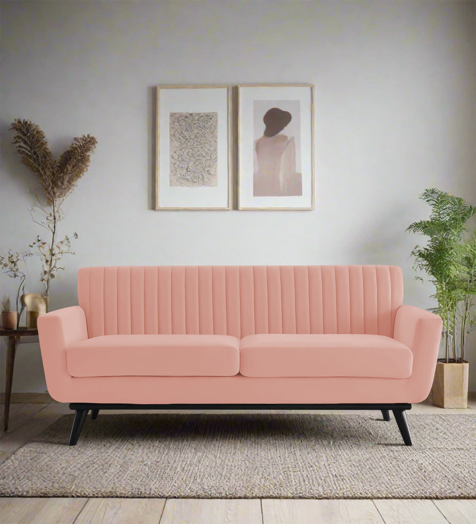 Tucker Velvet 2 Seater Sofa In Blush Pink Colour - Febonic Living