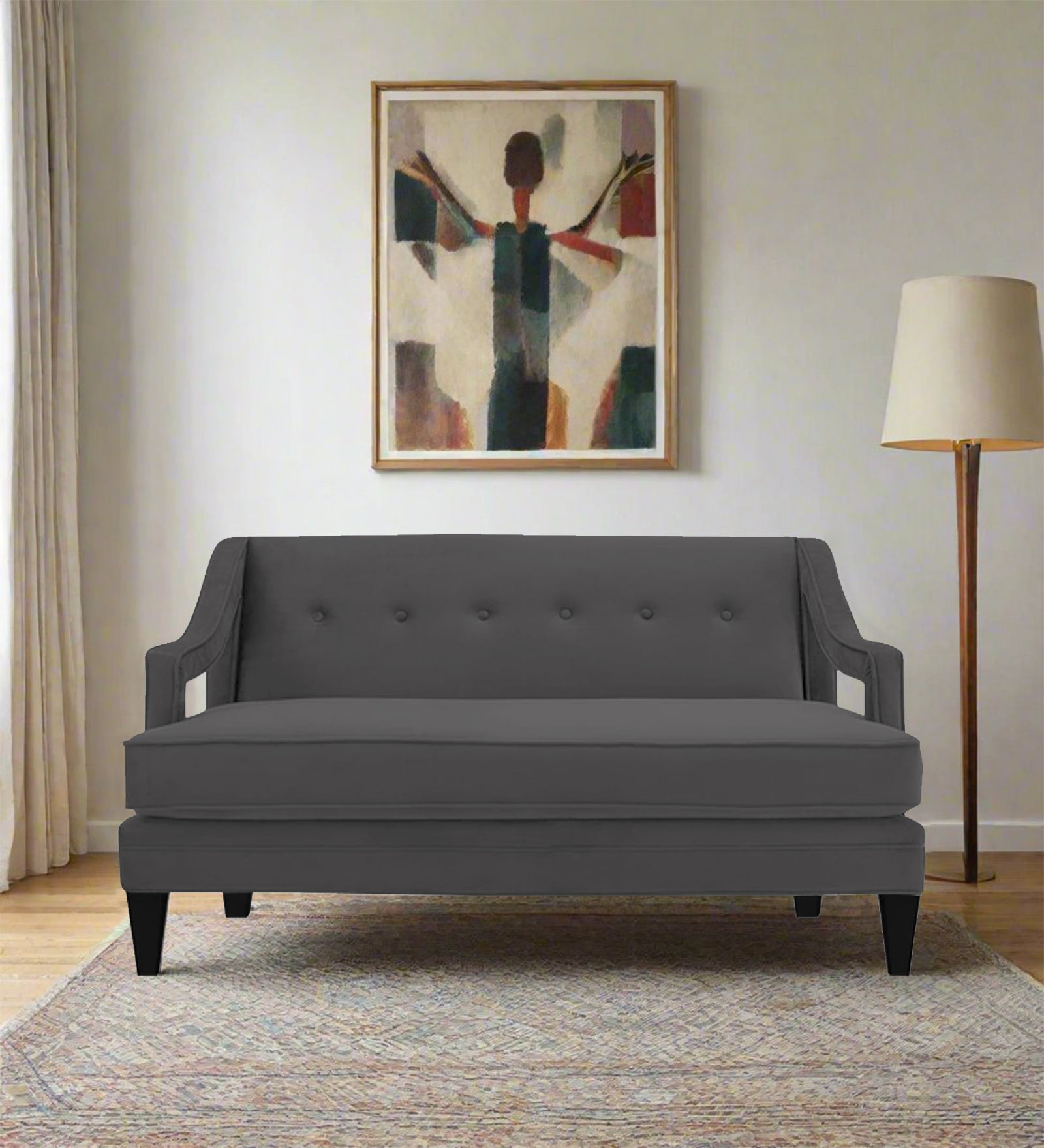 Daffy Velvet 2 Seater Sofa In Davy Grey Colour - Febonic Living