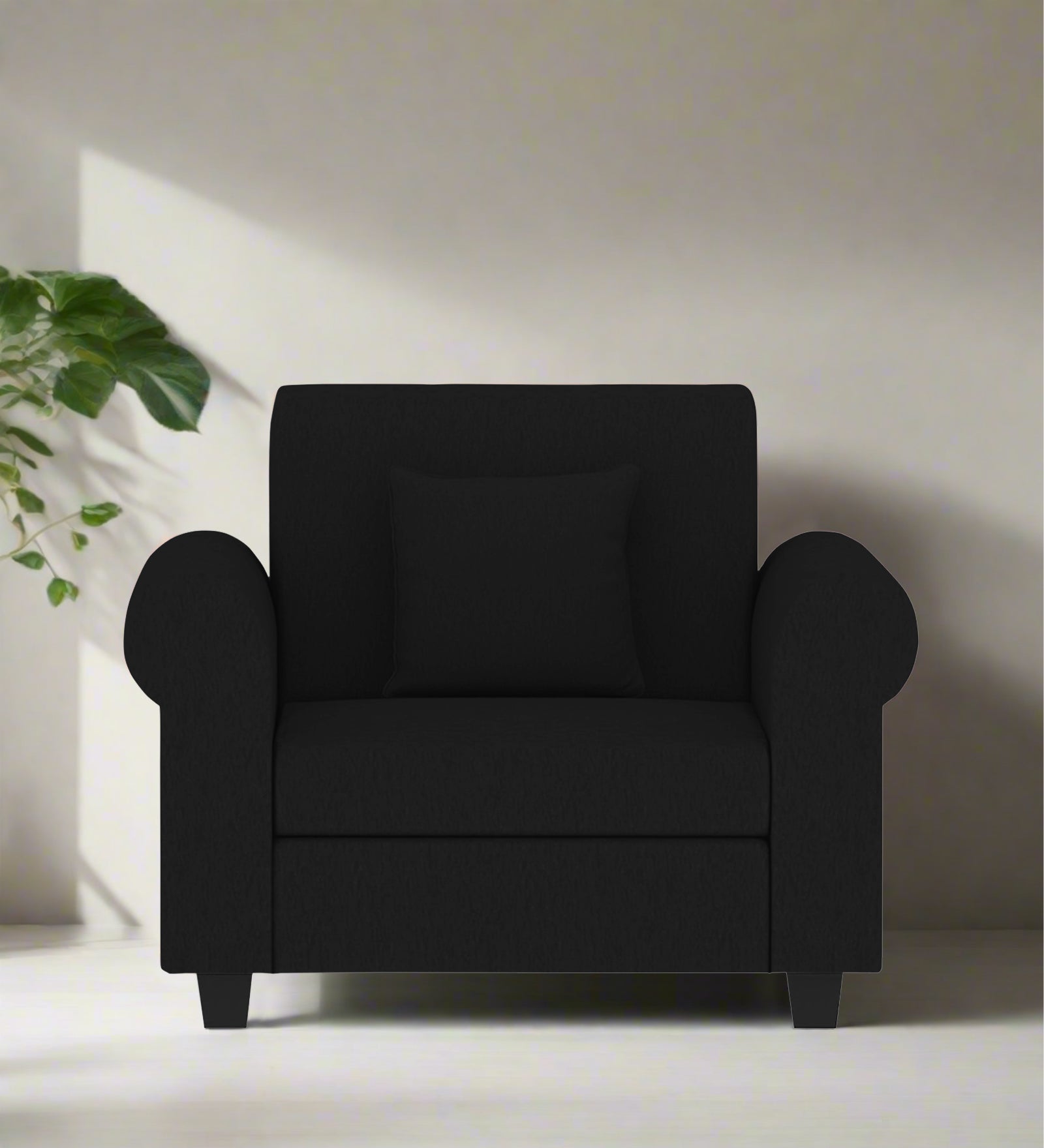 Derado Fabric 1 Seater Sofa In Zed Black Colour - Febonic Living