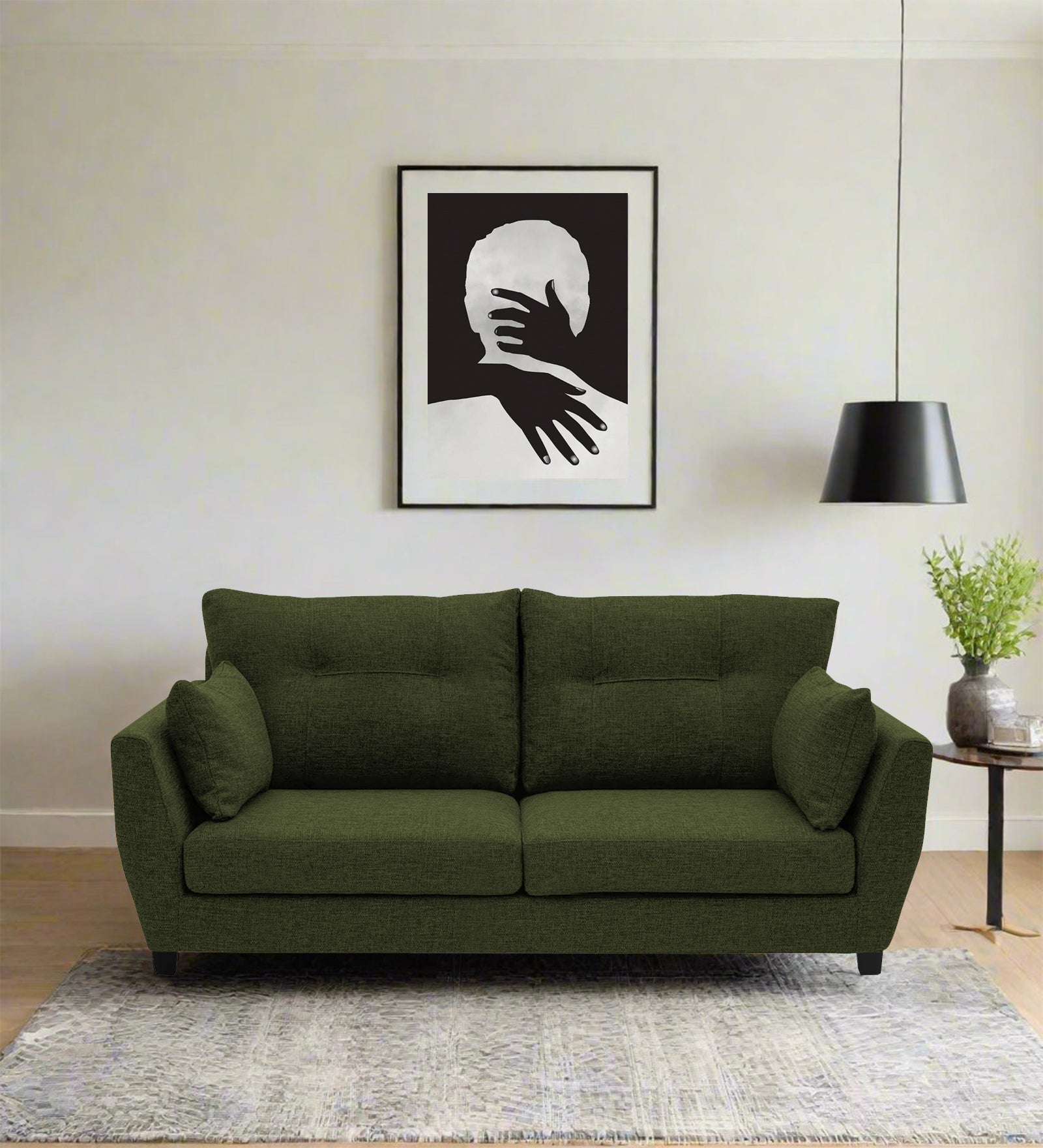Mario Fabric 2 Seater Sofa In Olive Green Colour - Febonic Living