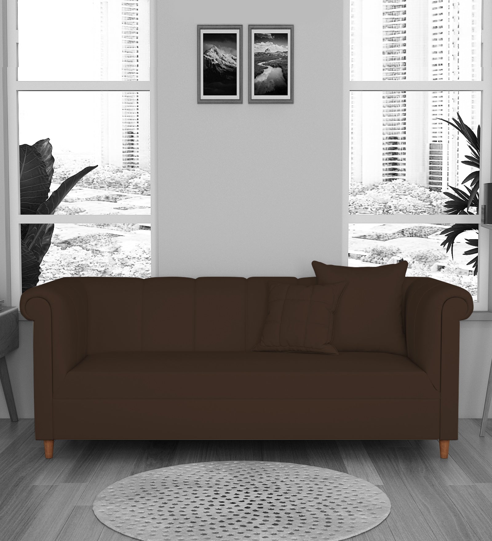Rubi Velvet 3 Seater Sofa In Chocolate Brown Colour - Febonic Living