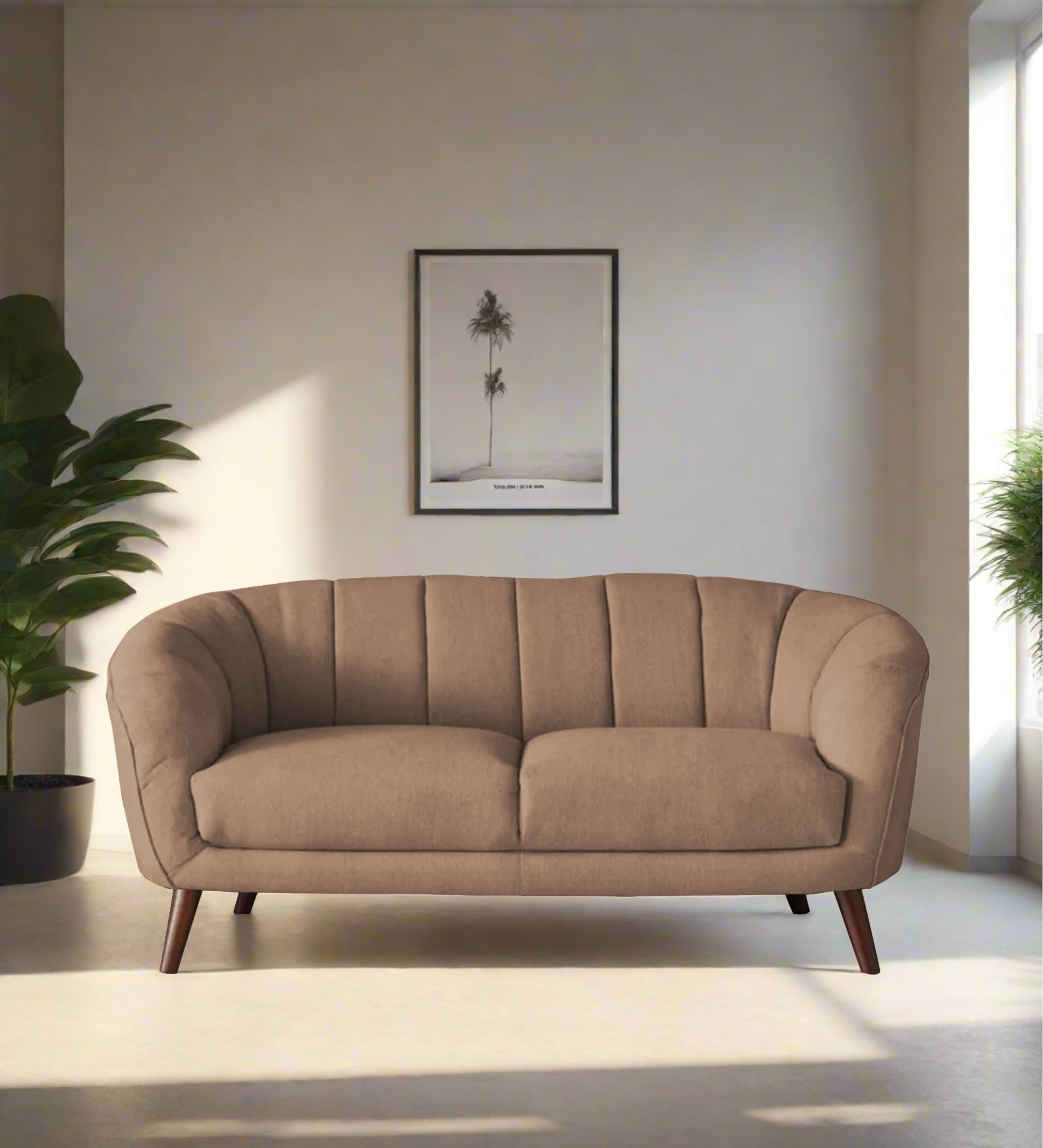 Benjamin Fabric 2 Seater Sofa In Cosmic Beige Colour - Febonic Living