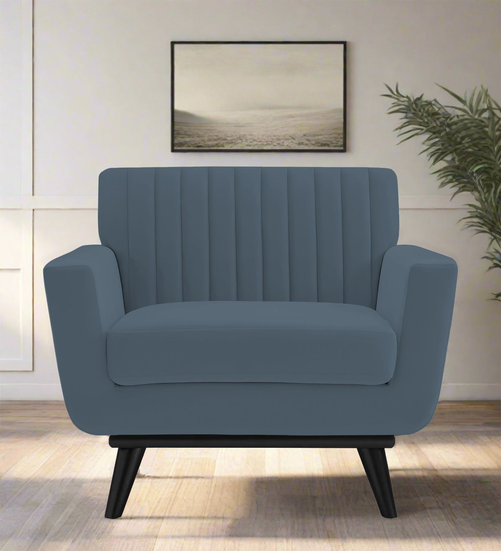 Tucker Velvet 1 Seater Sofa In Oxford Blue Colour - Febonic Living