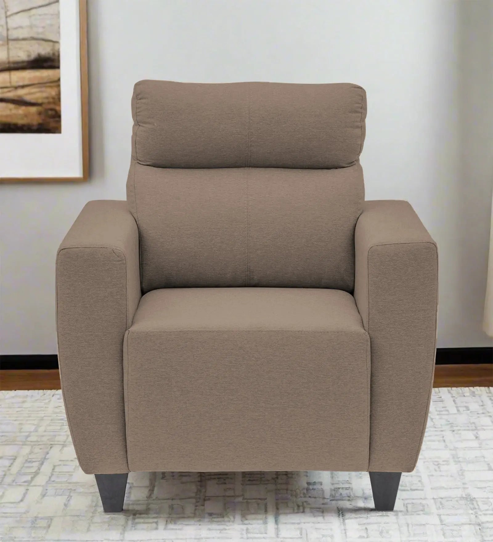 Burban Fabric 1 Seater Sofa In Nut Beige Colour Febonic Living