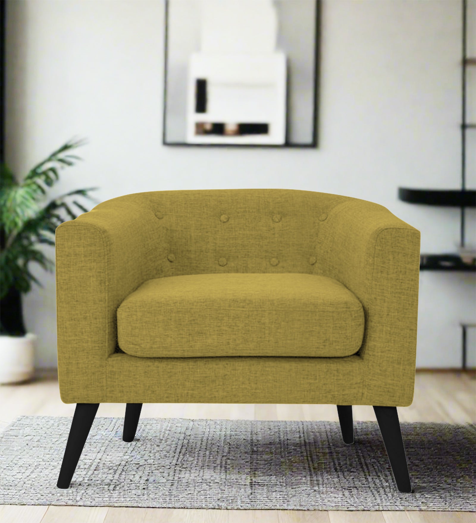 Casper Fabric 1 Seater Sofa In Parrot Green Colour - Febonic Living