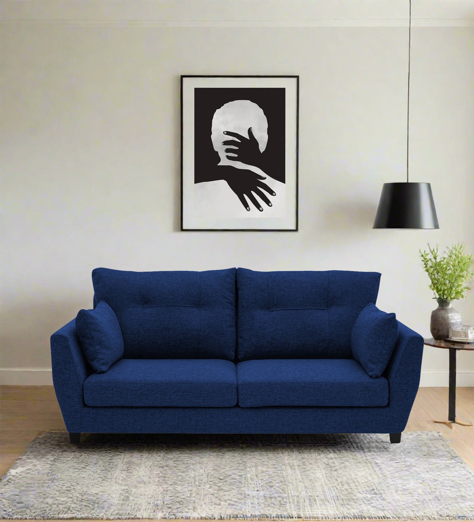 Mario Fabric 2 Seater Sofa In Royal Blue Colour - Febonic Living