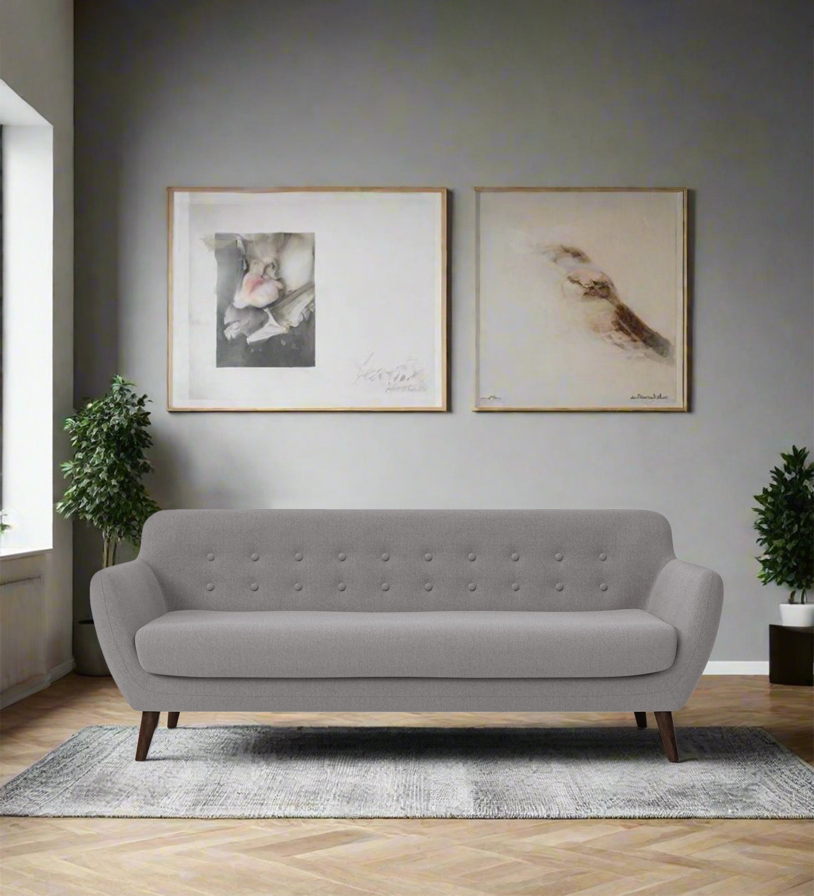 Goofy Fabric 3 Seater Sofa In Silver Grey Colour - Febonic Living