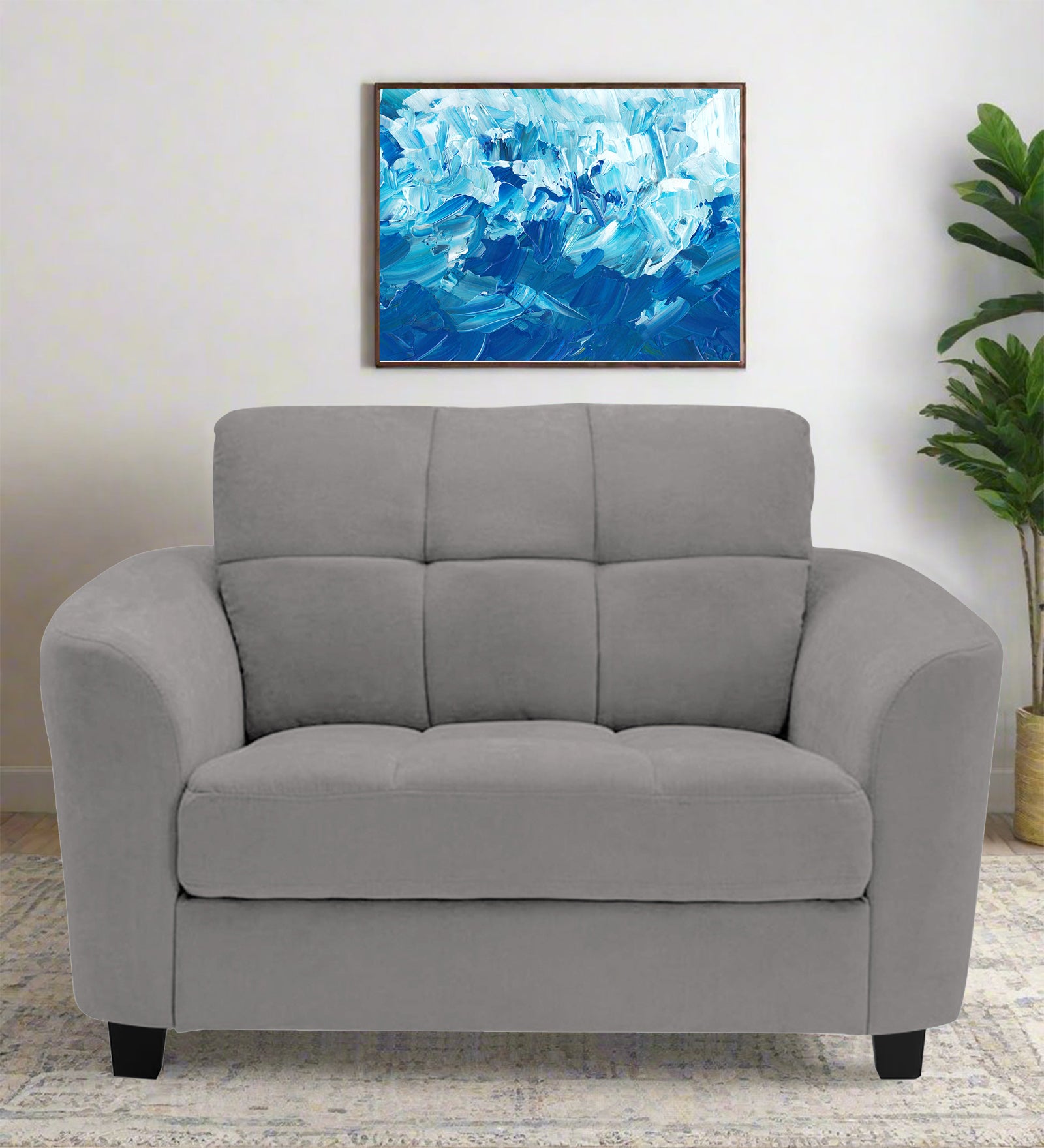 Mulan Fabric 1 Seater Sofa In Silver Grey Colour - Febonic Living