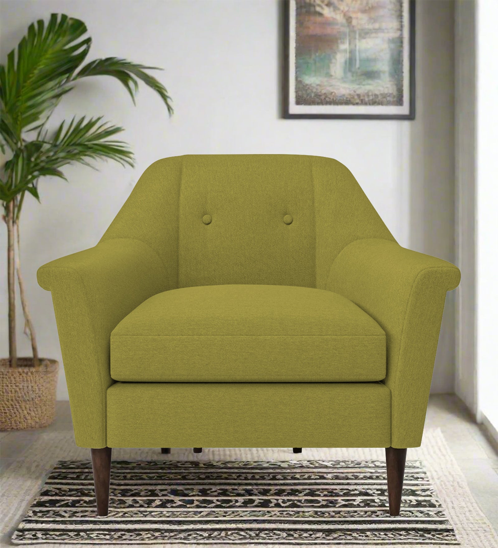 Homer Fabric 1 Seater Sofa In Kelly Green Colour - Febonic Living