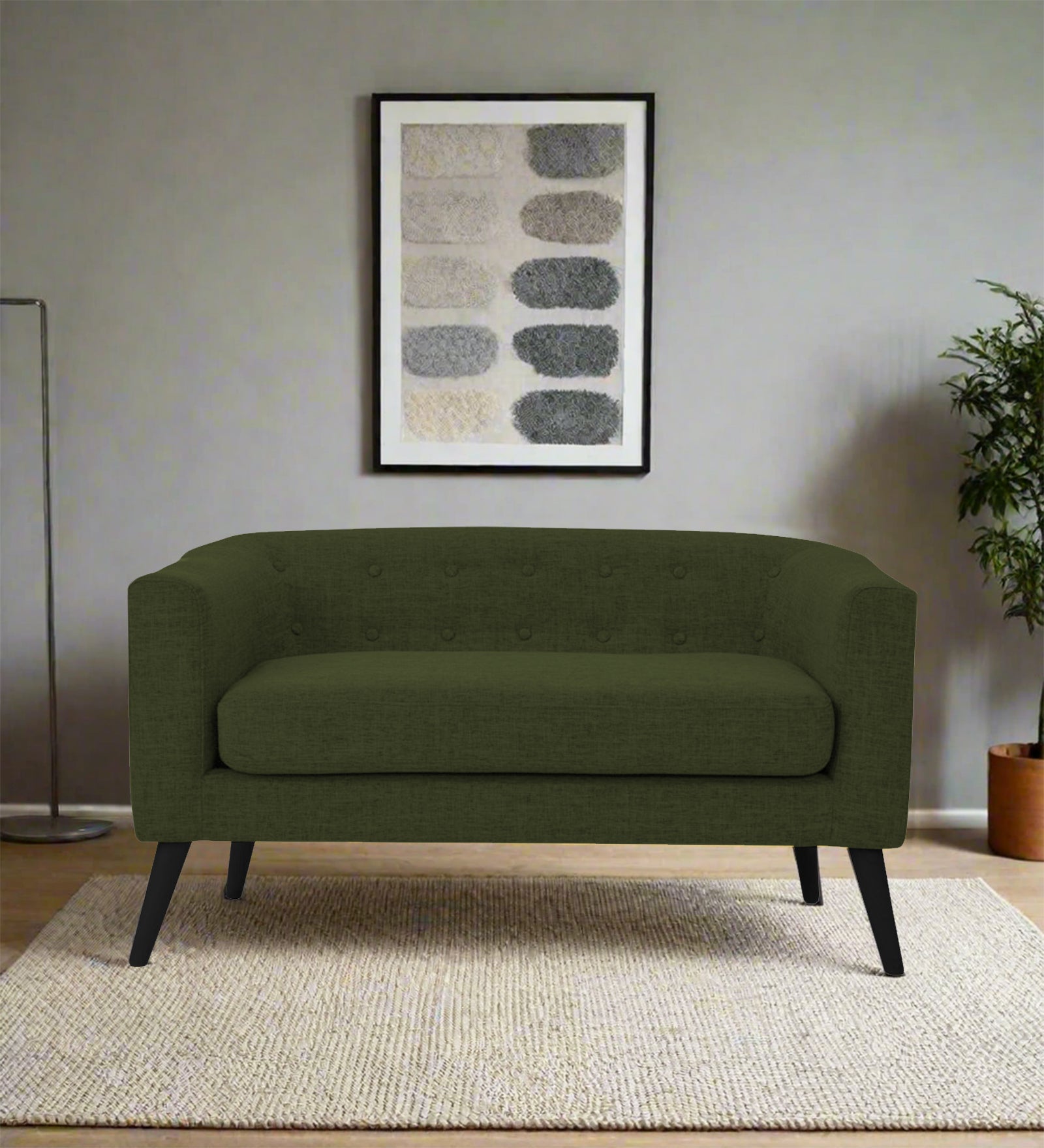 Casper Fabric 2 Seater Sofa in Olive Green Colour
