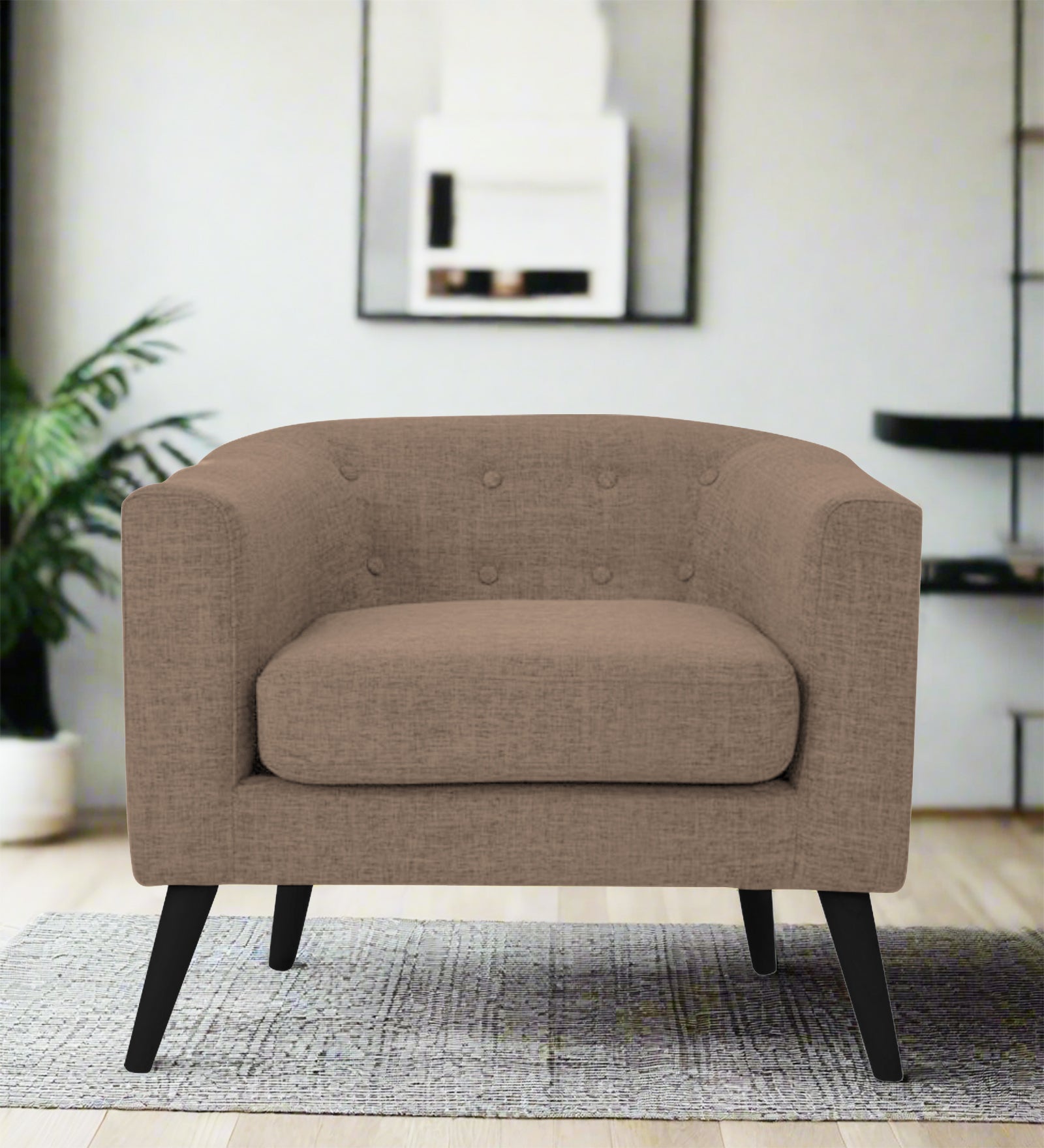Casper Fabric 1 Seater Sofa in Cookie Beige Colour