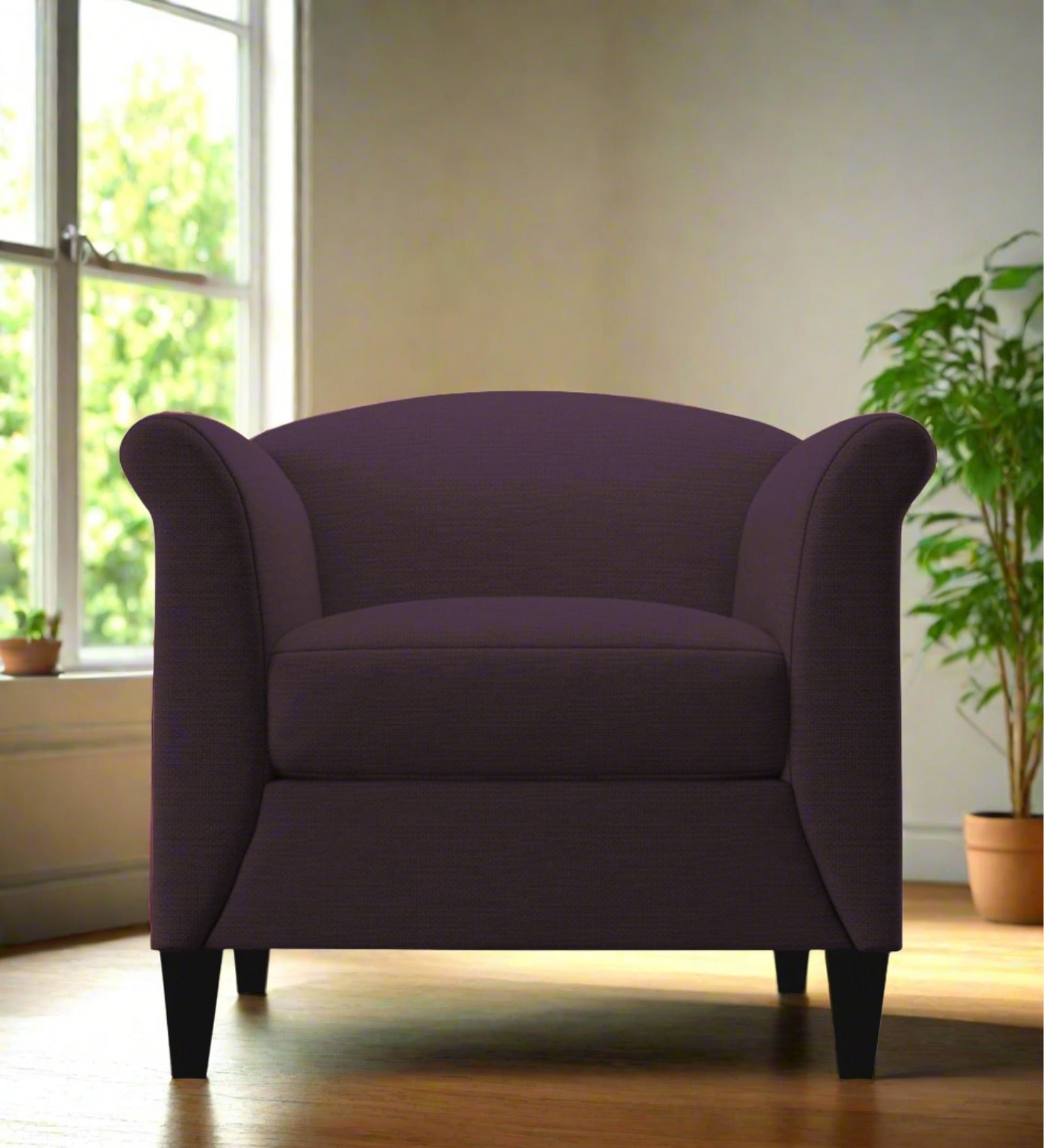 Kimber Fabric 1 Seater Sofa In Greek Purple Colour - Febonic Living