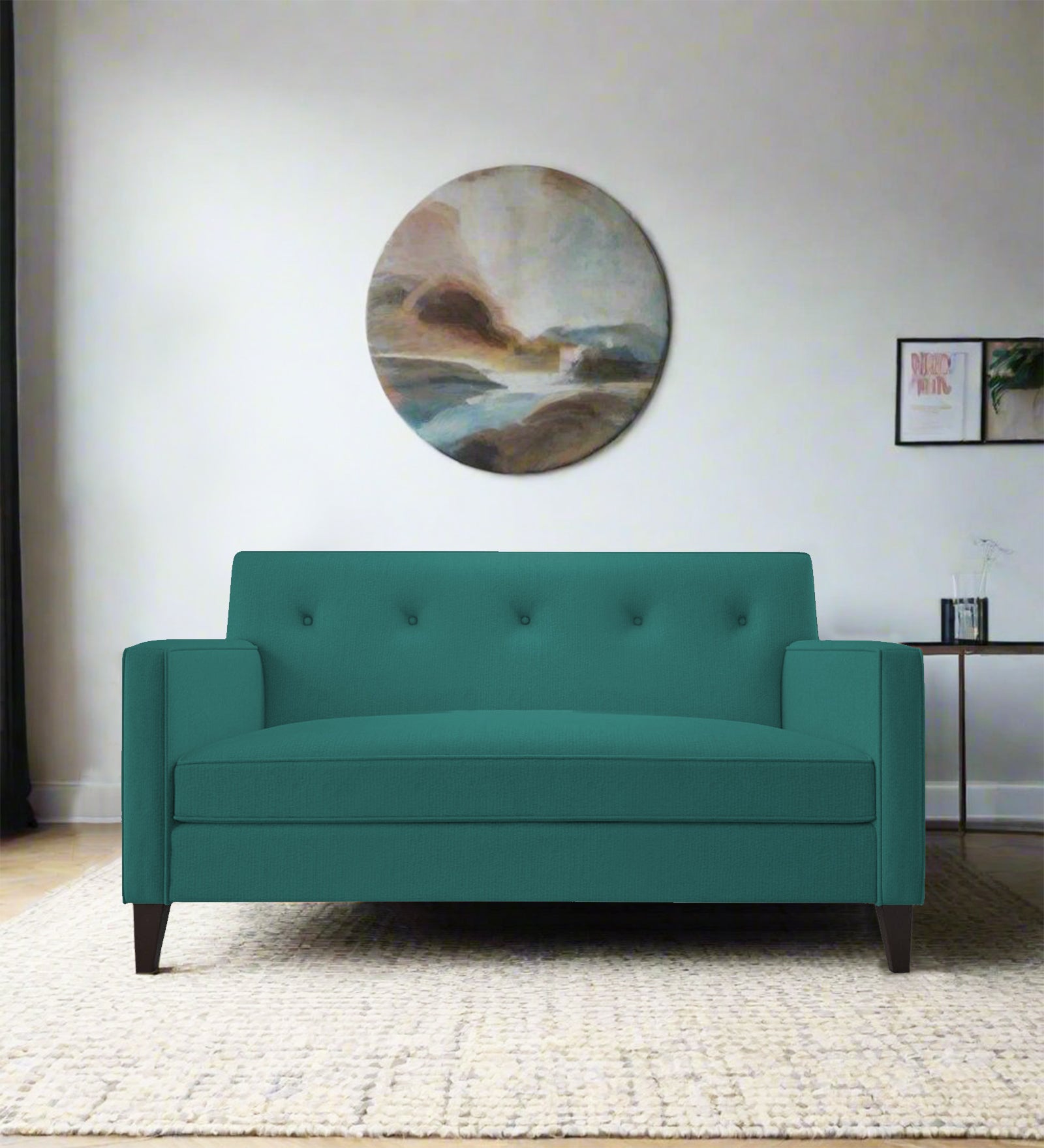 Miller Fabric 2 Seater Sofa In Sea Green Colour - Febonic Living