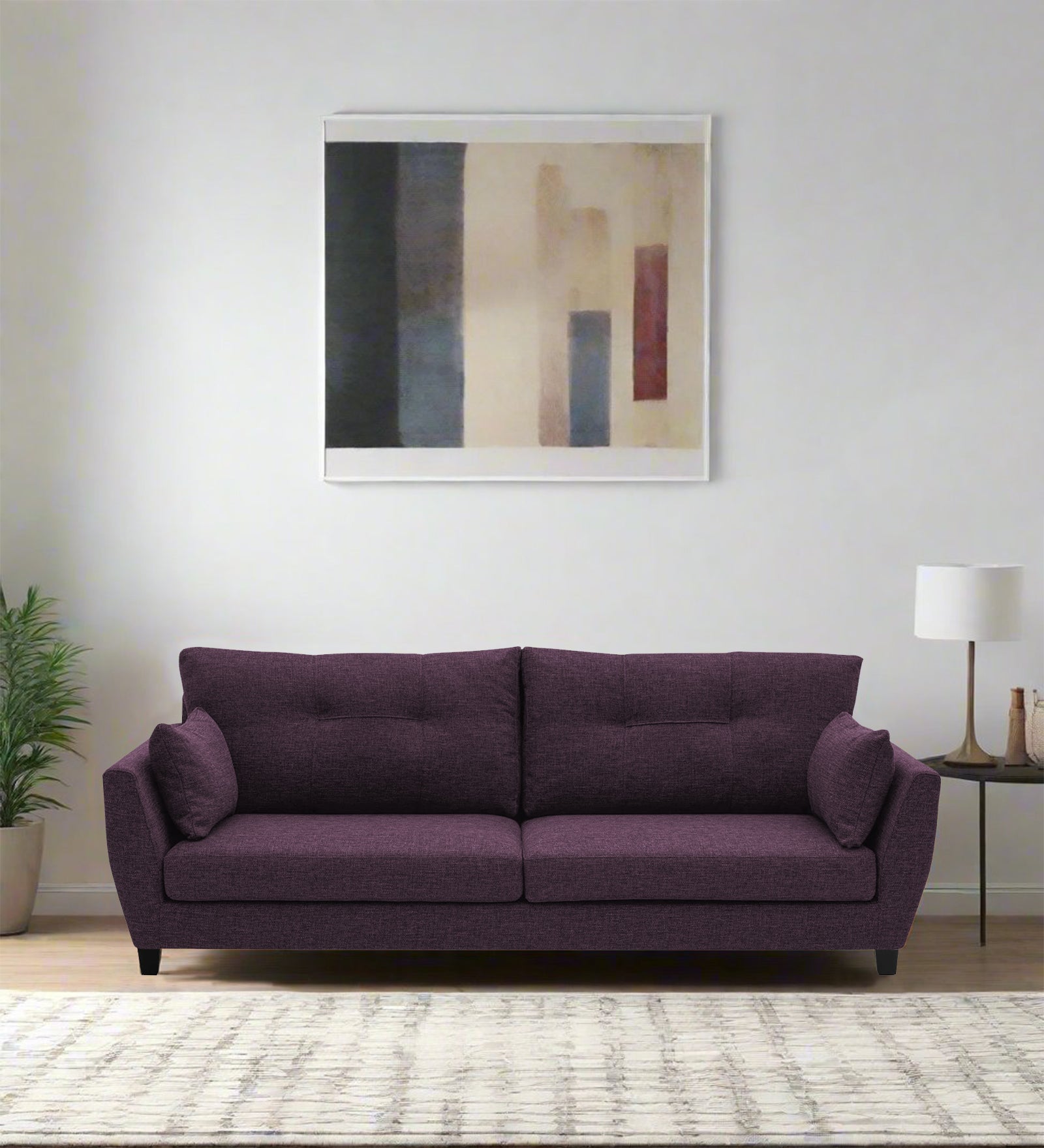 Mario Fabric 3 Seater Sofa In Greek Purple Colour - Febonic Living