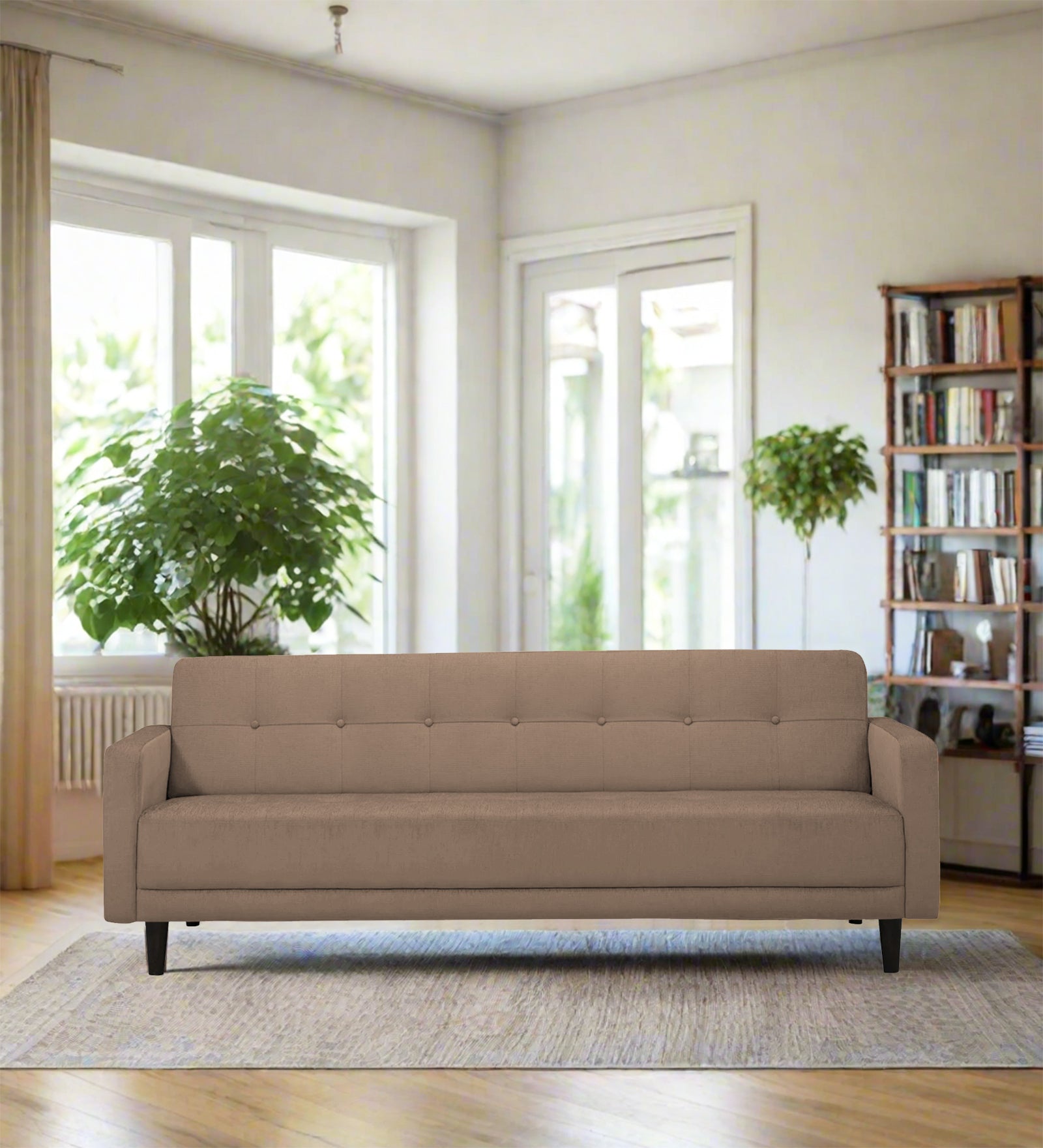 Noha Fabric 3 Seater Sofa In Cookie Beige Colour - Febonic Living