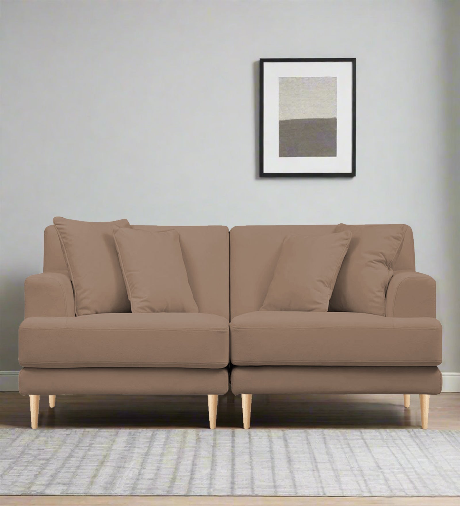 Woody Fabric 2 Seater Sofa In Wheat Beige Colour - Febonic Living