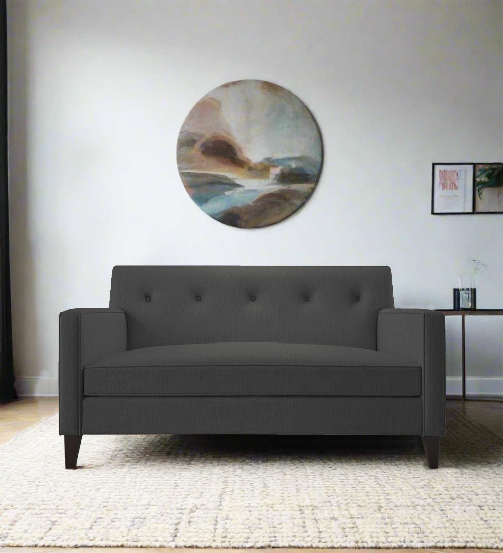 Miller Fabric 2 Seater Sofa In Charcoal Grey Colour - Febonic Living