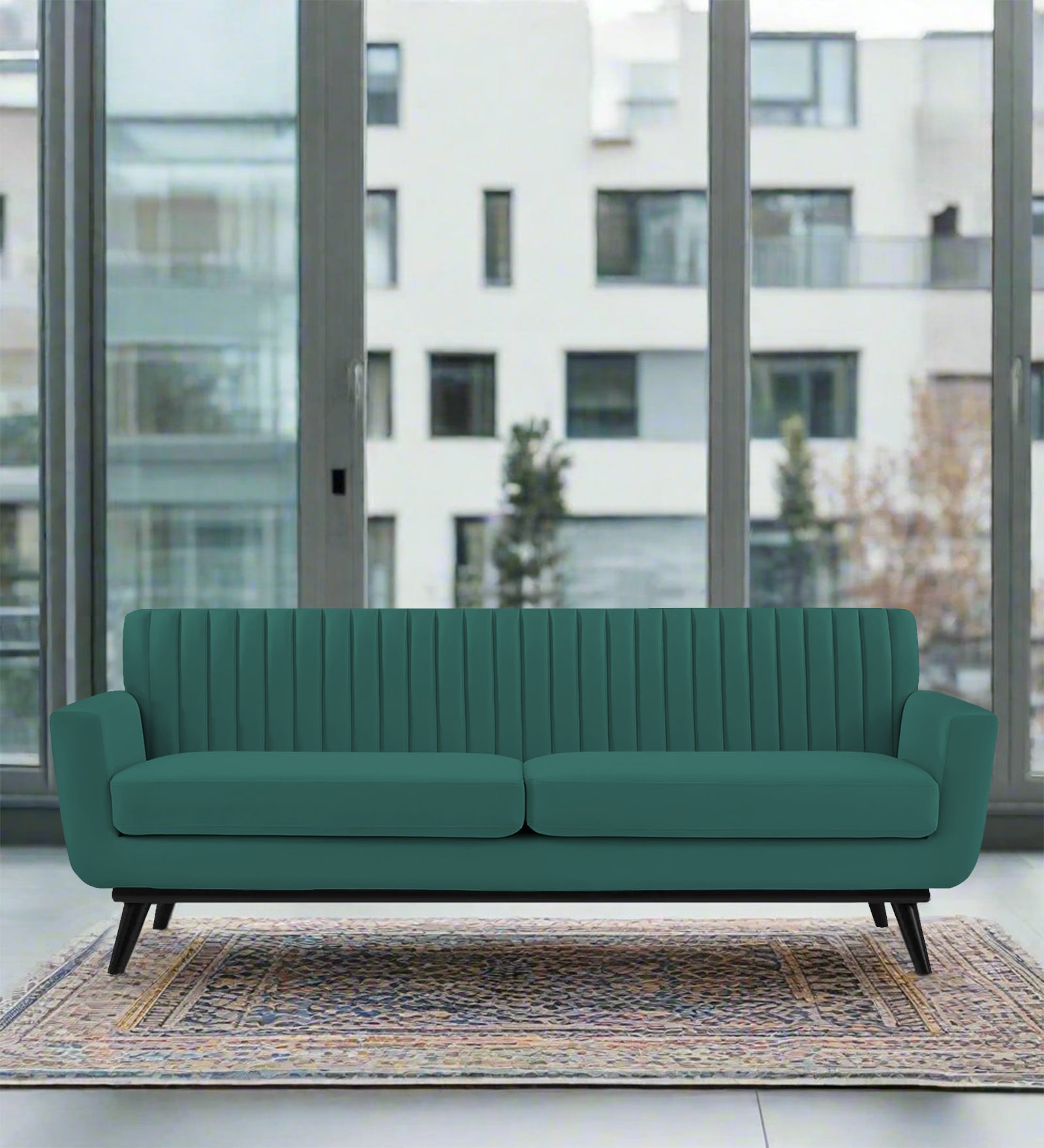 Tucker Velvet 3 Seater Sofa In Pine Green Colour - Febonic Living
