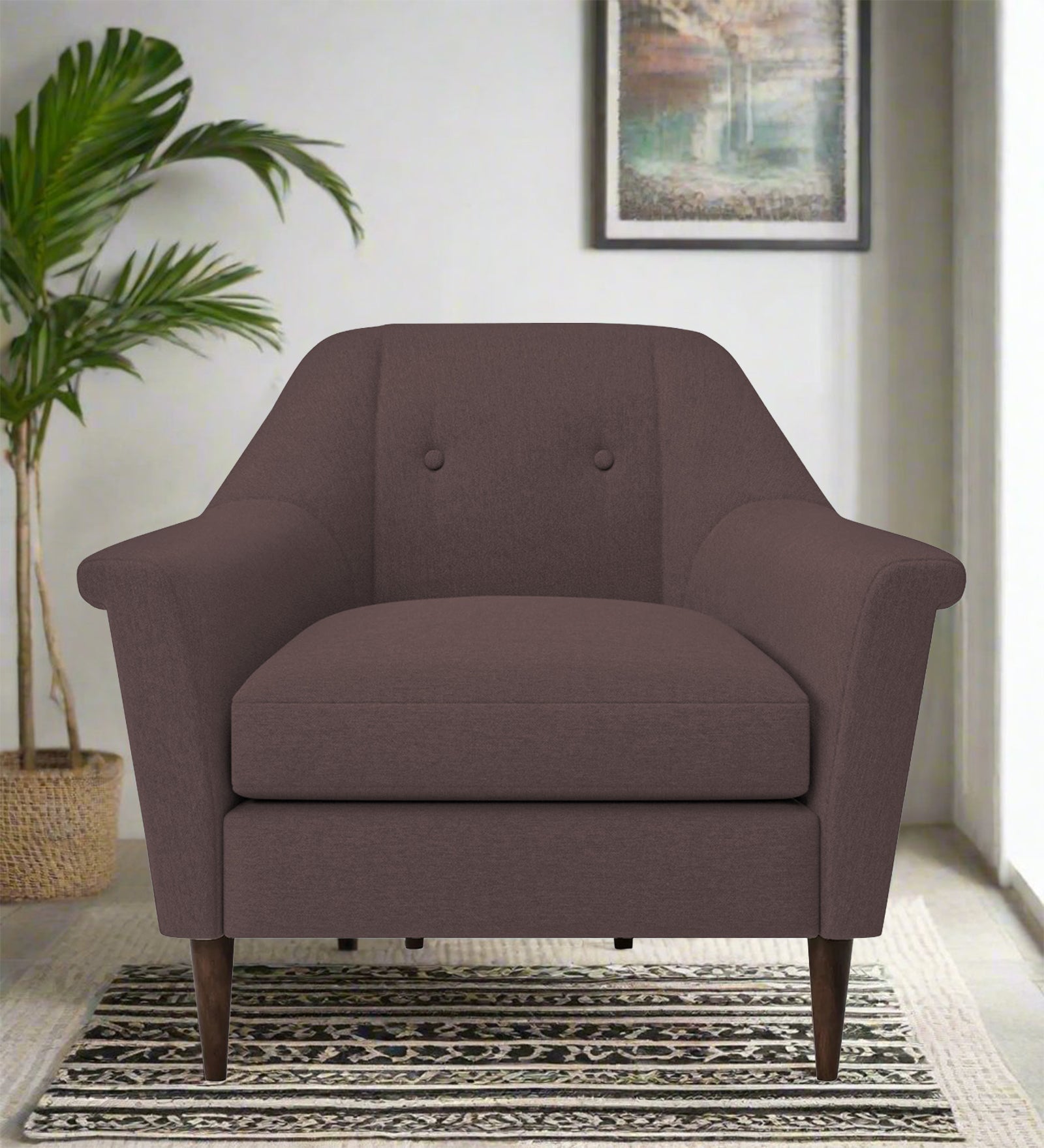 Homer Fabric 1 Seater Sofa In Night Brown Colour - Febonic Living