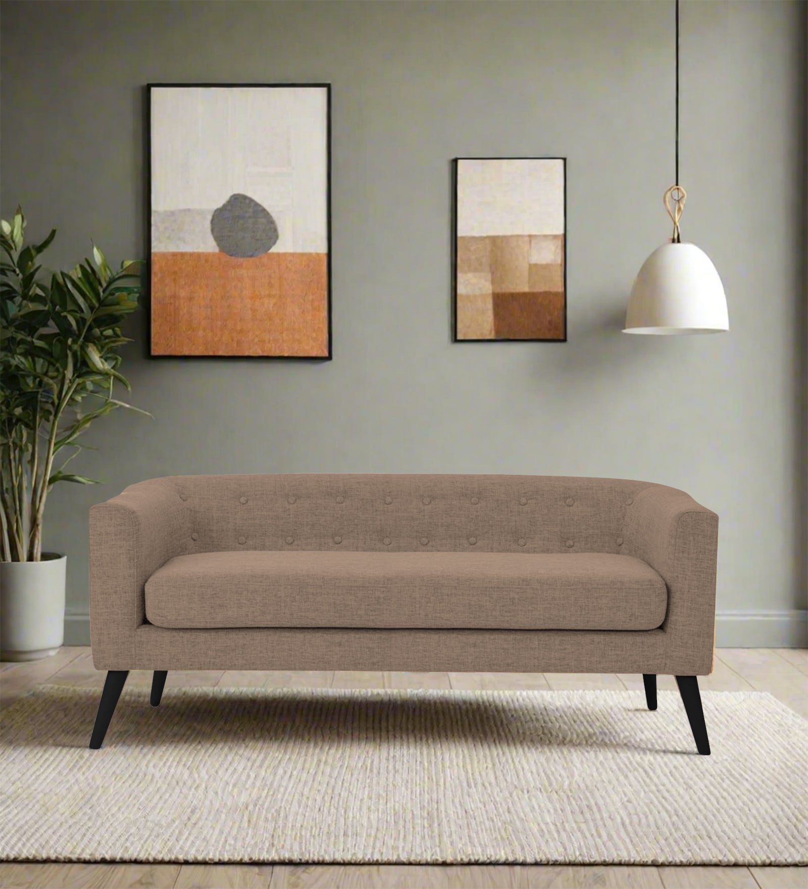 Casper Fabric 3 Seater Sofa In Cookie Beige Colour - Febonic Living