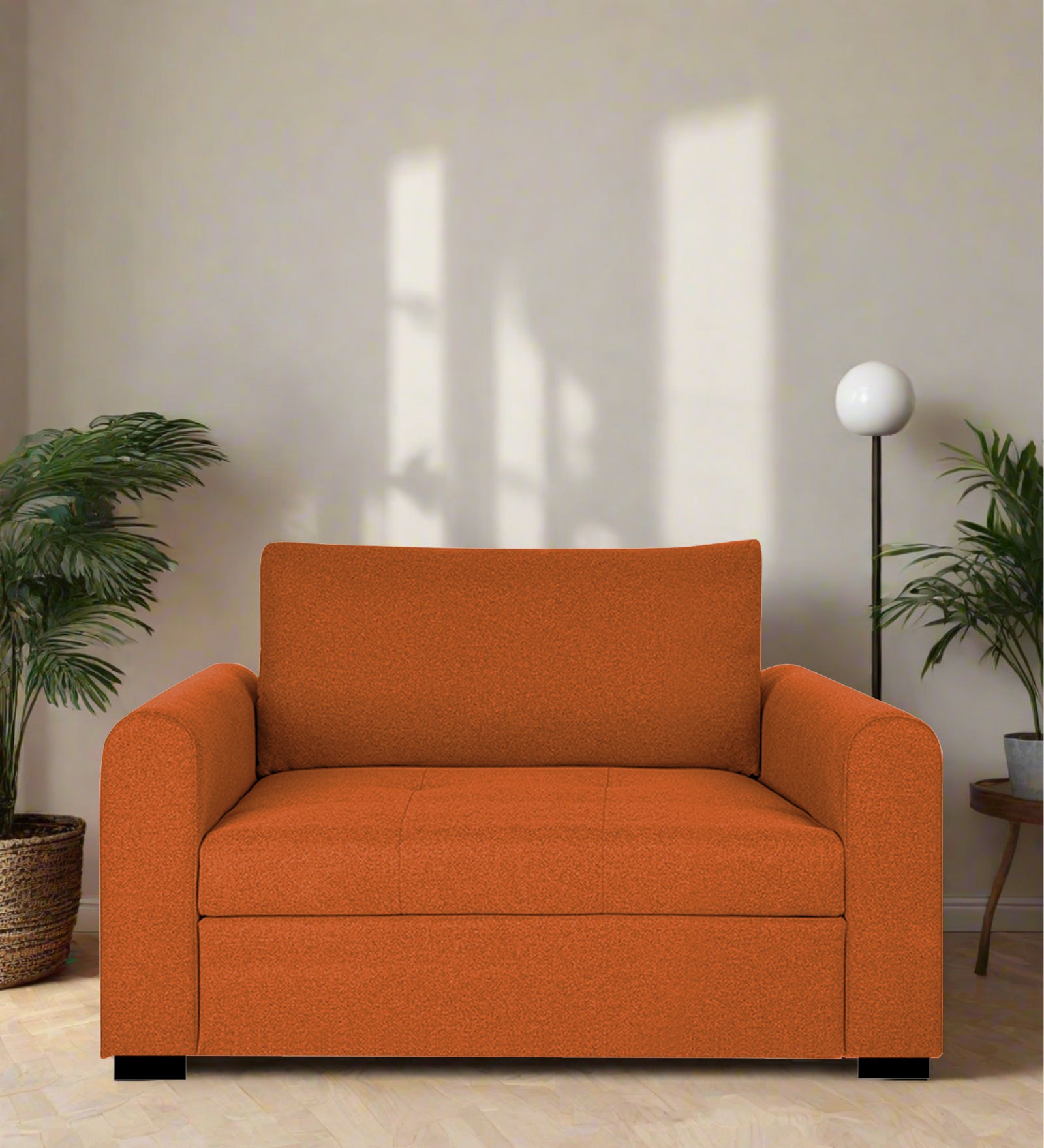 Sigma Fabric Seater Sofa In Vivid Orange Colour