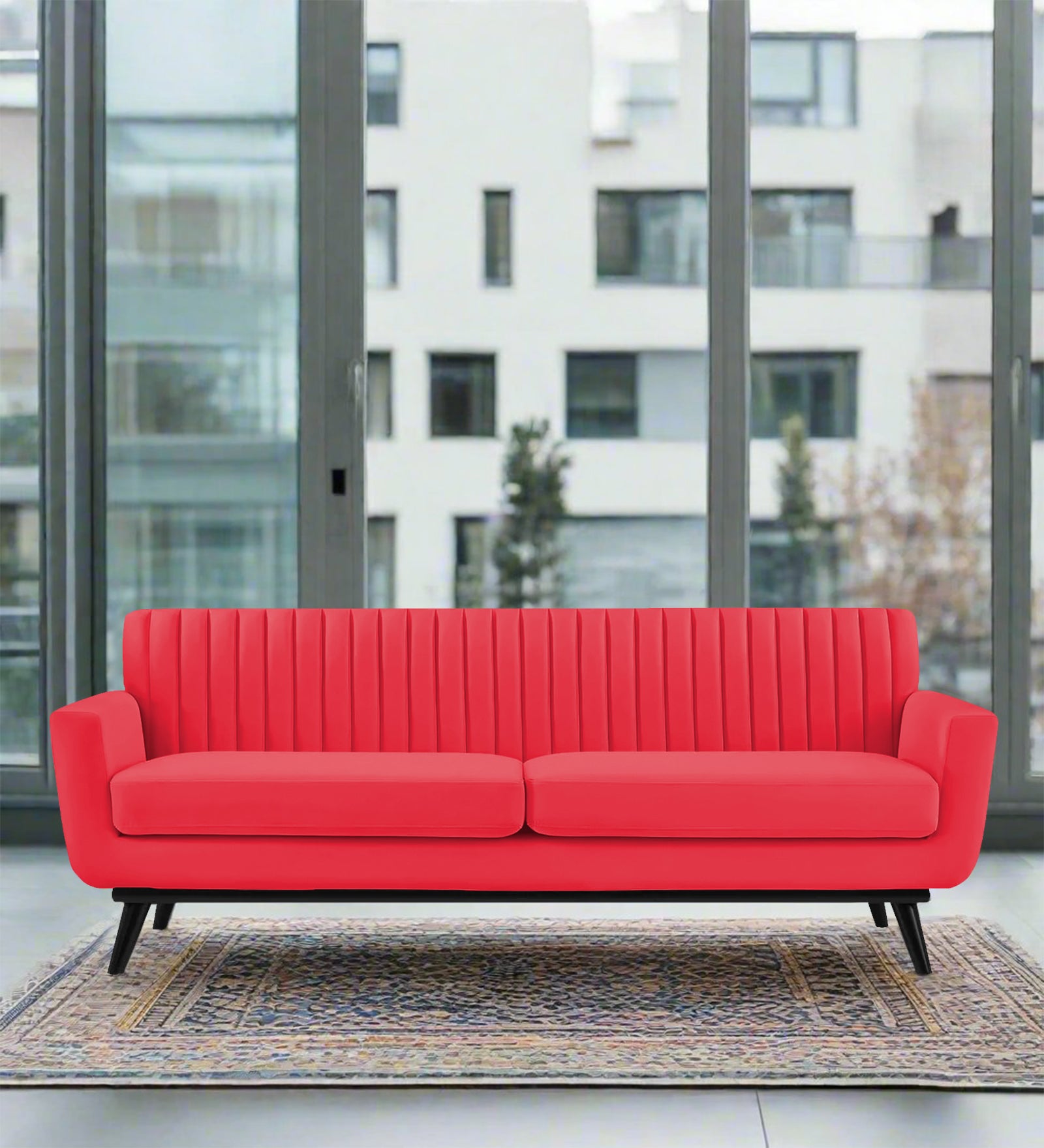 Tucker Velvet 3 Seater Sofa In Ox Blood Maroon Colour - Febonic Living