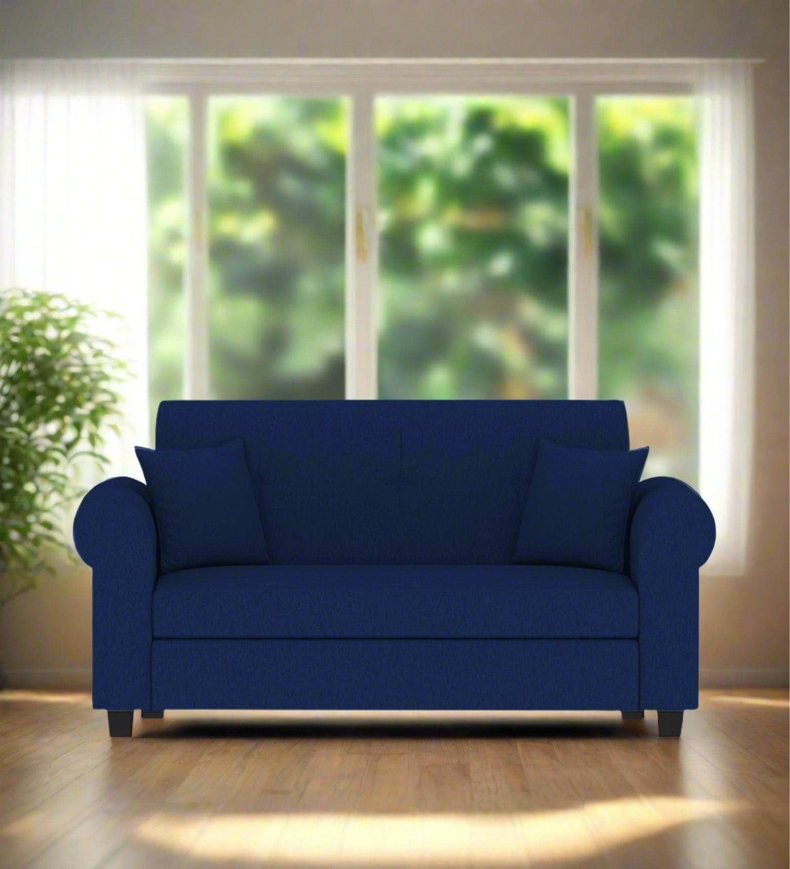 Derado Fabric 2 Seater Sofa In Royal Blue Colour - Febonic Living