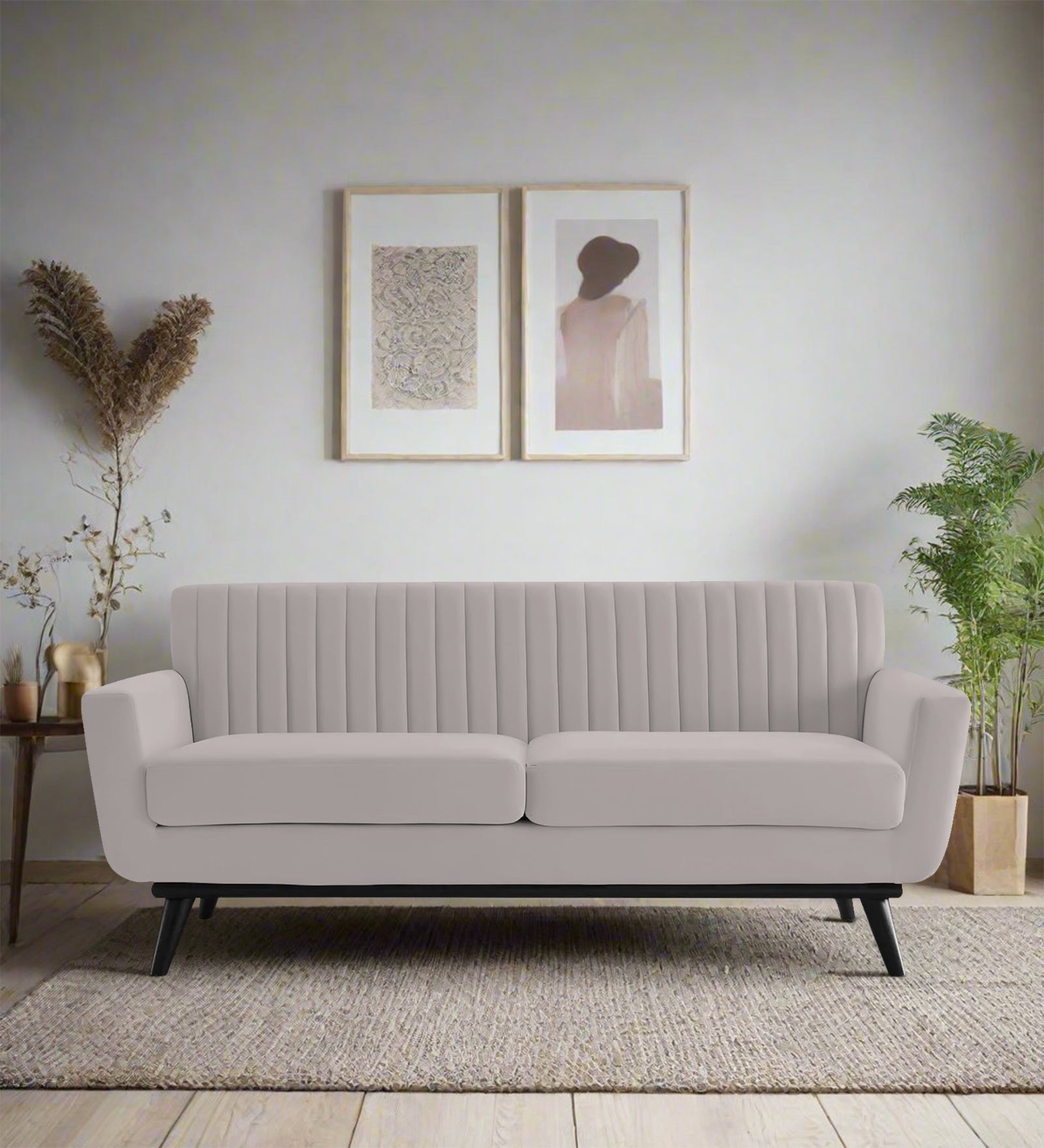 Tucker Velvet 2 Seater Sofa In Pearl Grey Colour - Febonic Living