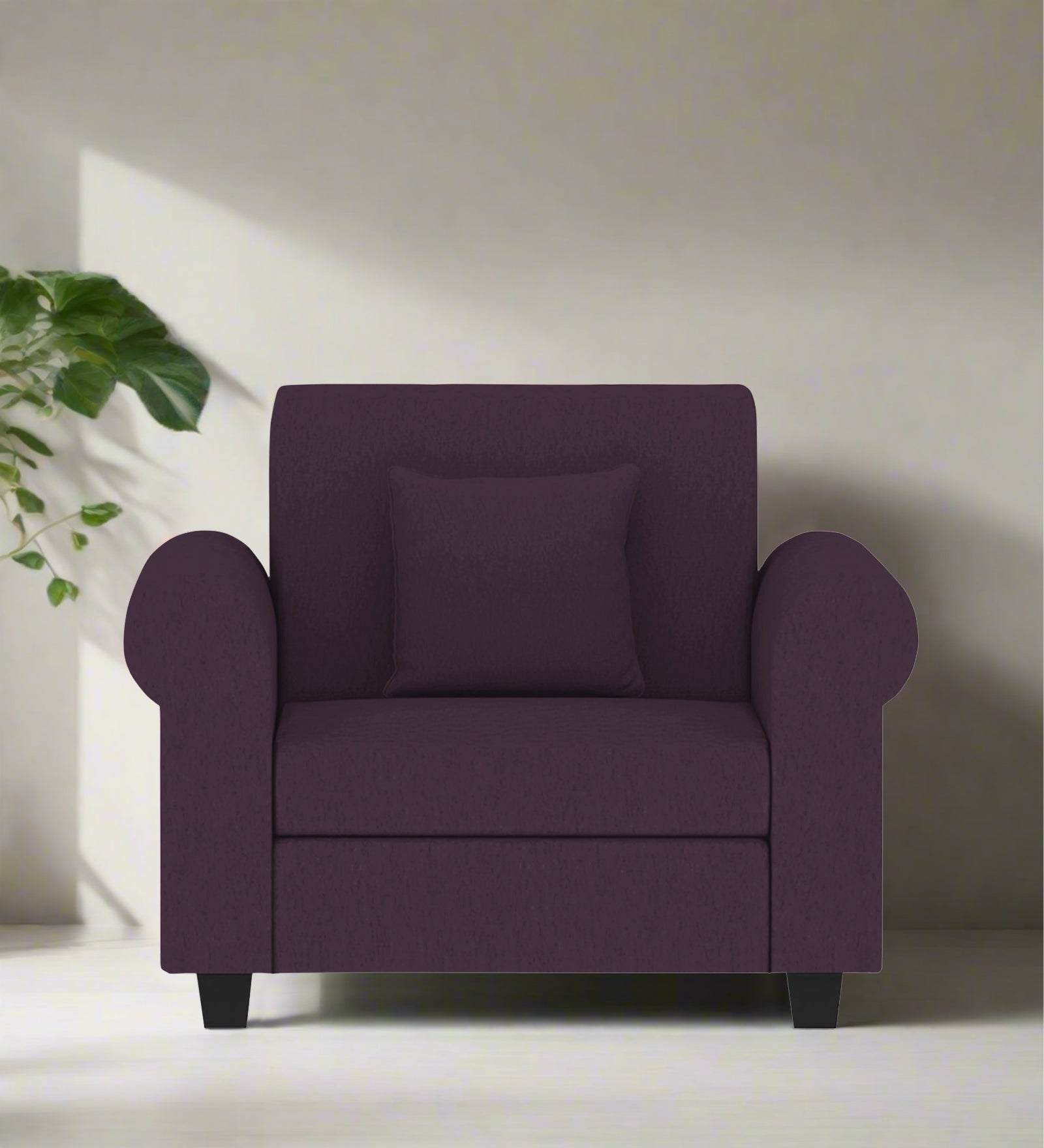 Derado Fabric 1 Seater Sofa In Greek Purple Colour - Febonic Living