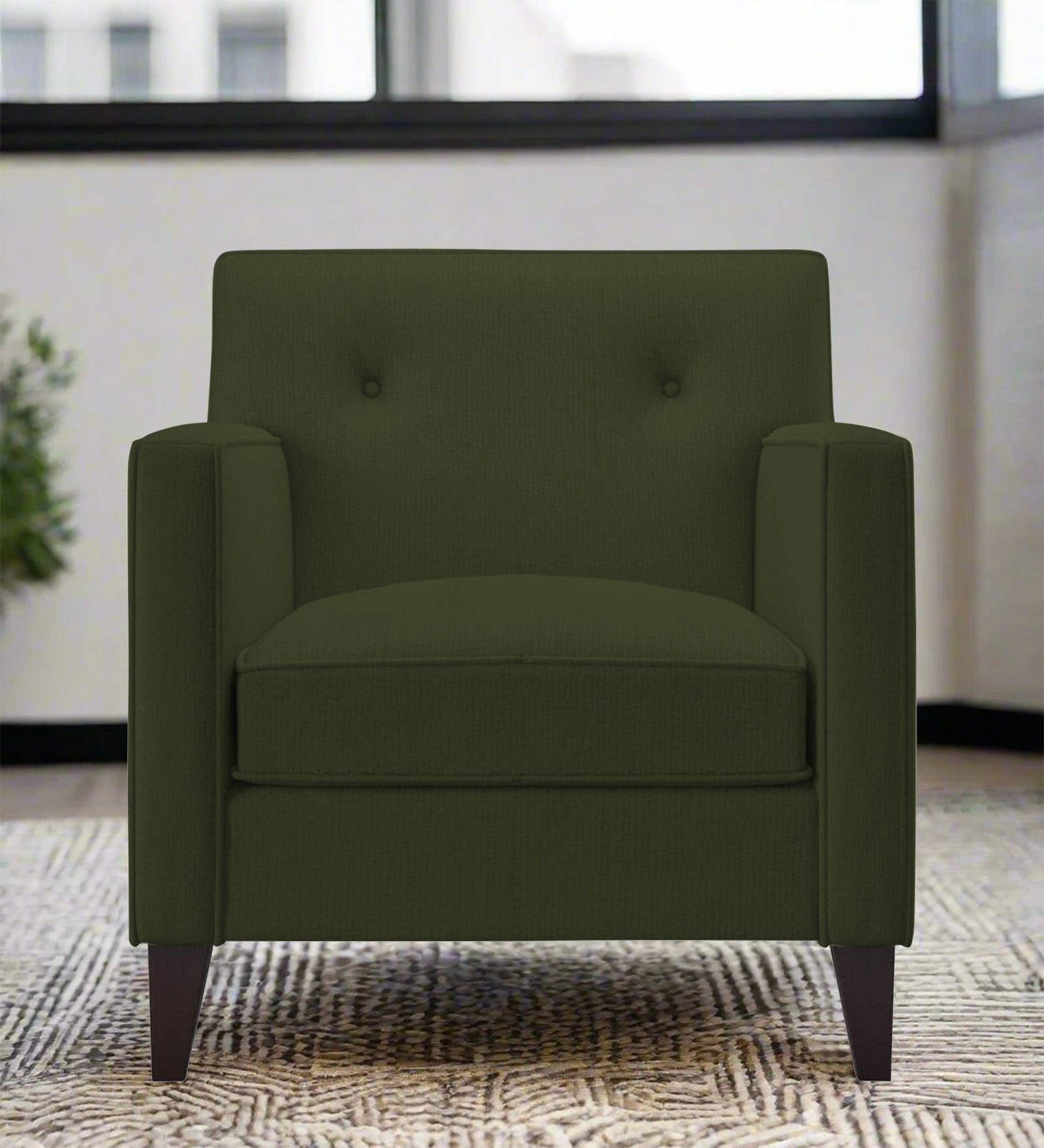 Miller Fabric 1 Seater Sofa In Olive Green Colour - Febonic Living