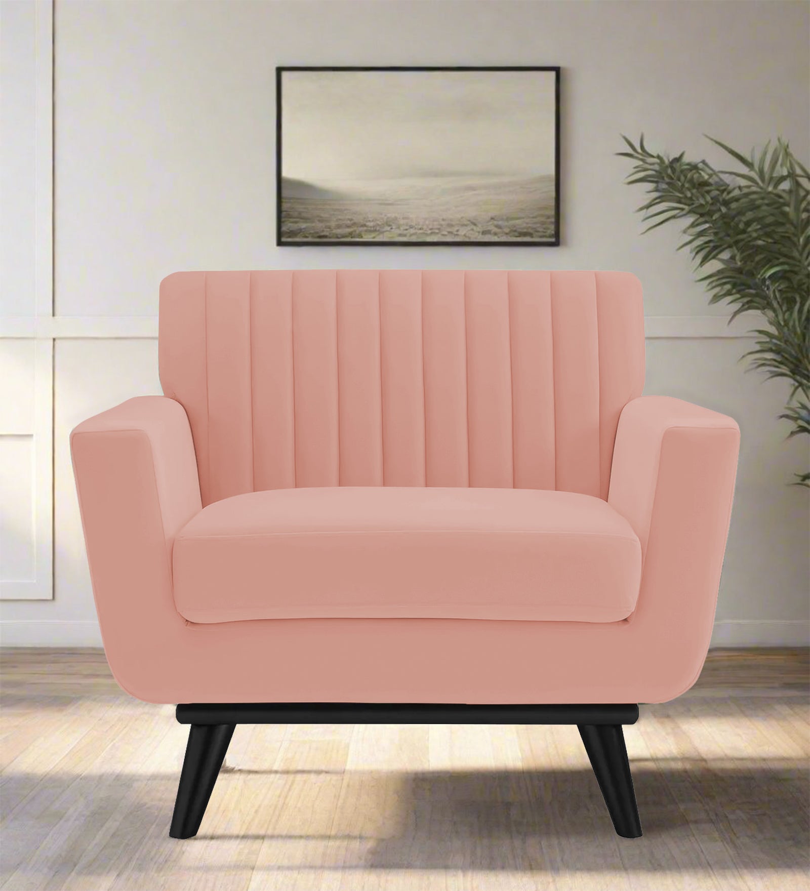Tucker Velvet 1 Seater Sofa In Blush Pink Colour - Febonic Living