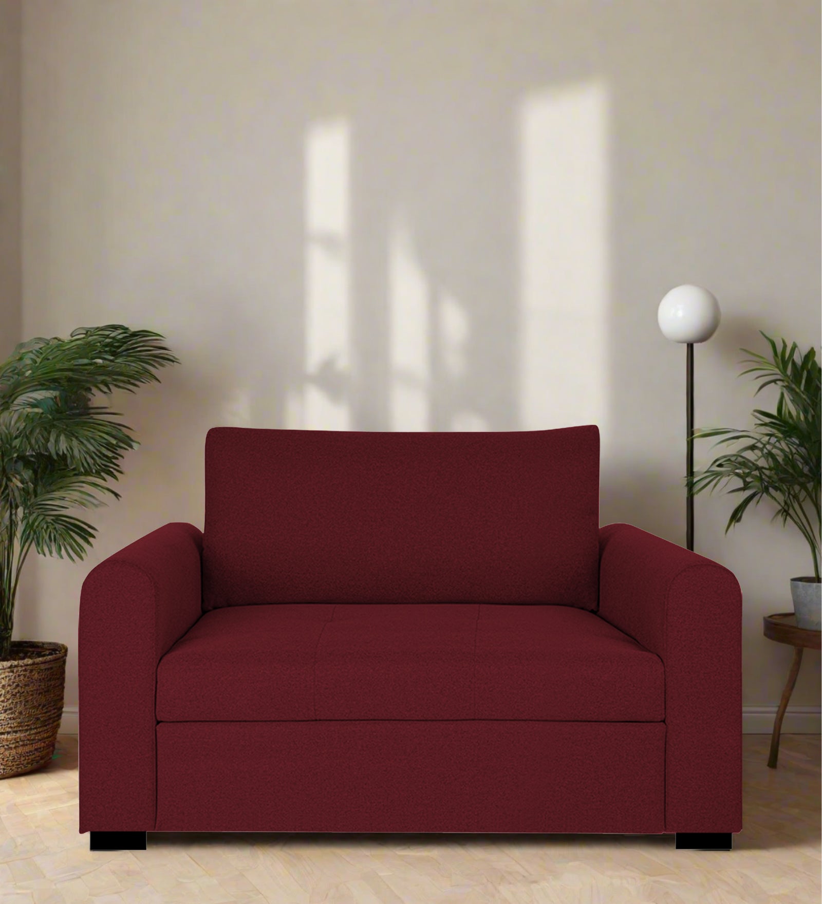 Sigma Fabric 1 Seater Sofa In Blood Maroon Colour - Febonic Living