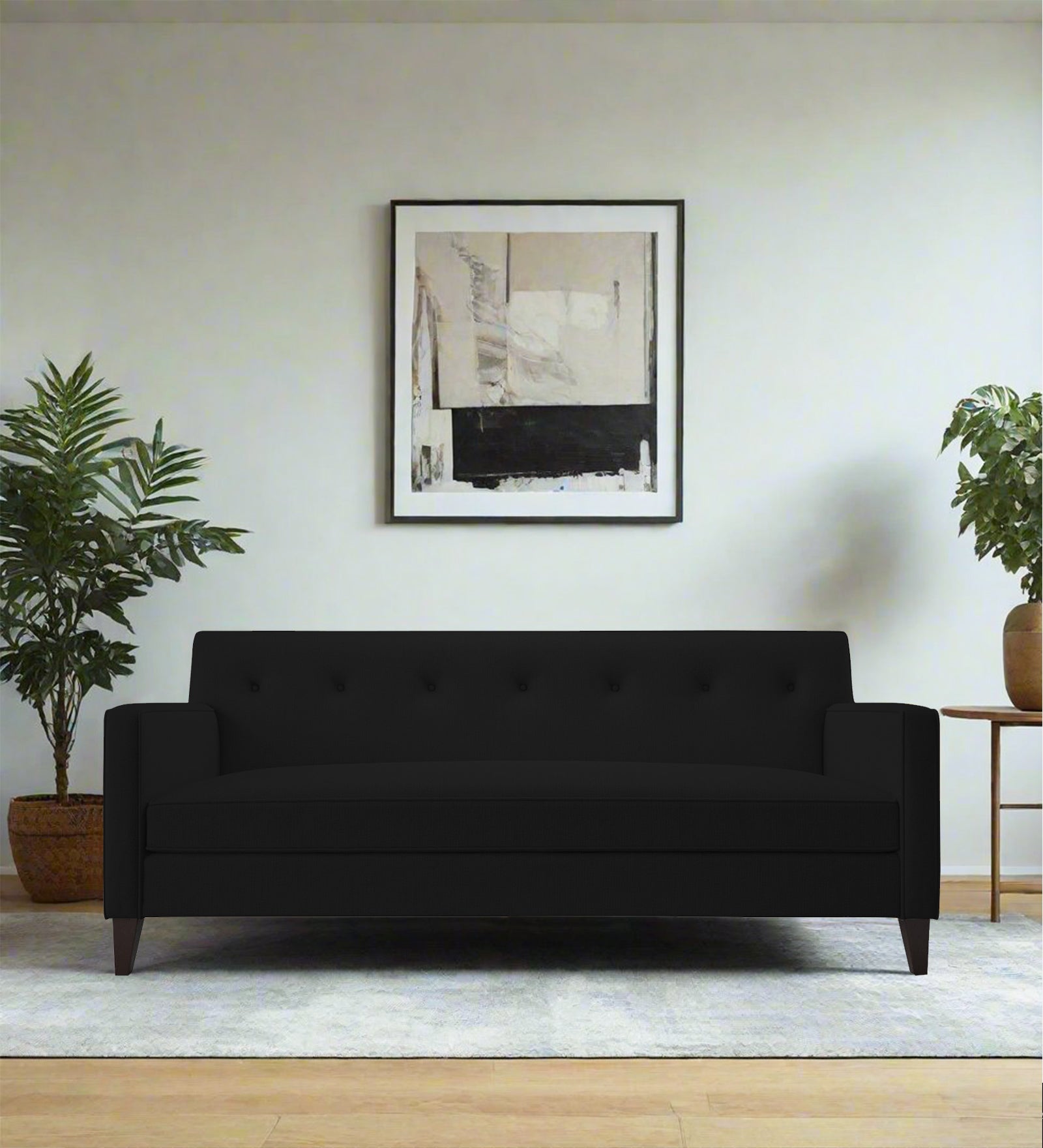 Miller Fabric 3 Seater Sofa In Zed Black Colour - Febonic Living