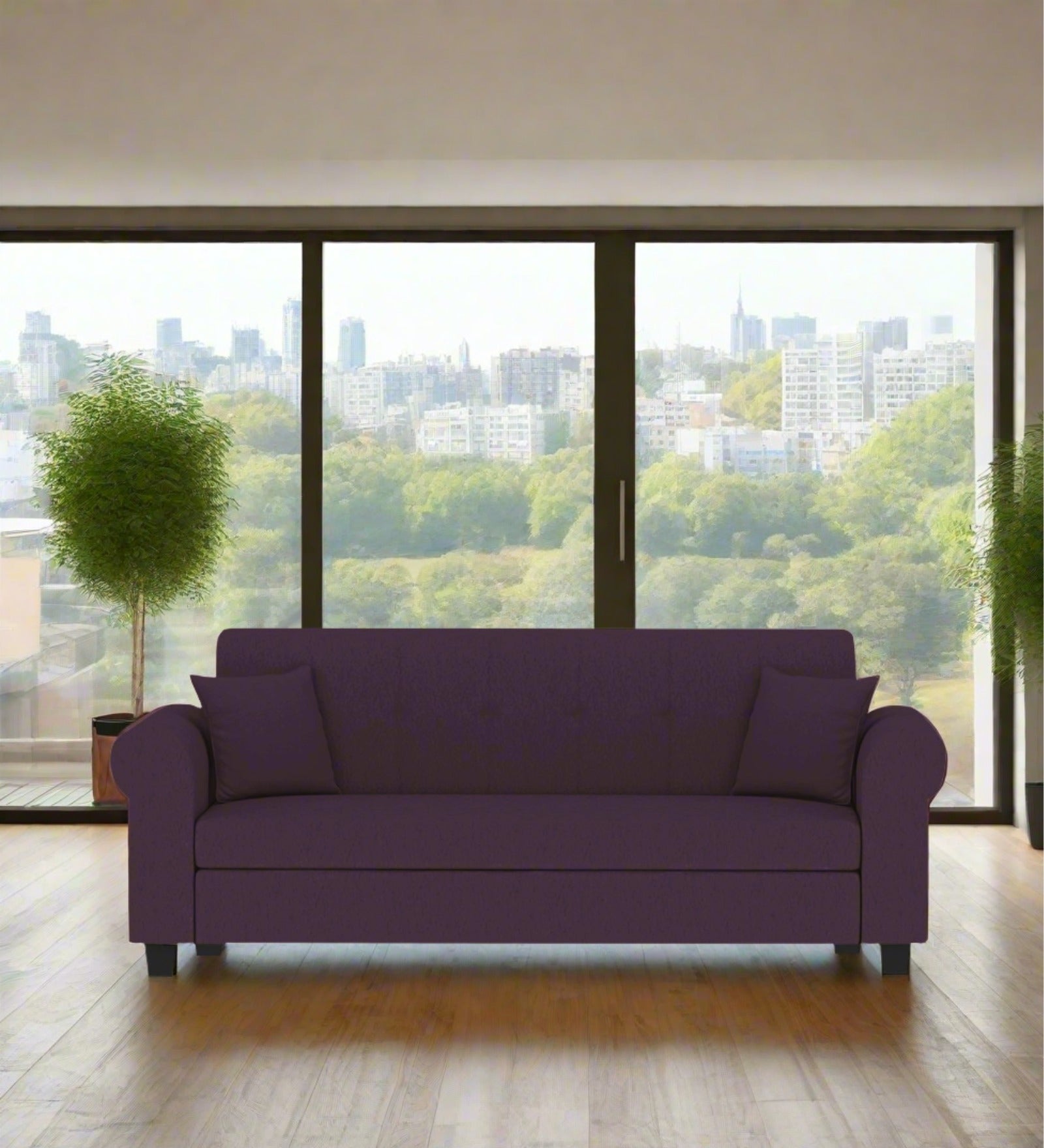 Derado Fabric 3 Seater Sofa In Greek Purple Colour - Febonic Living