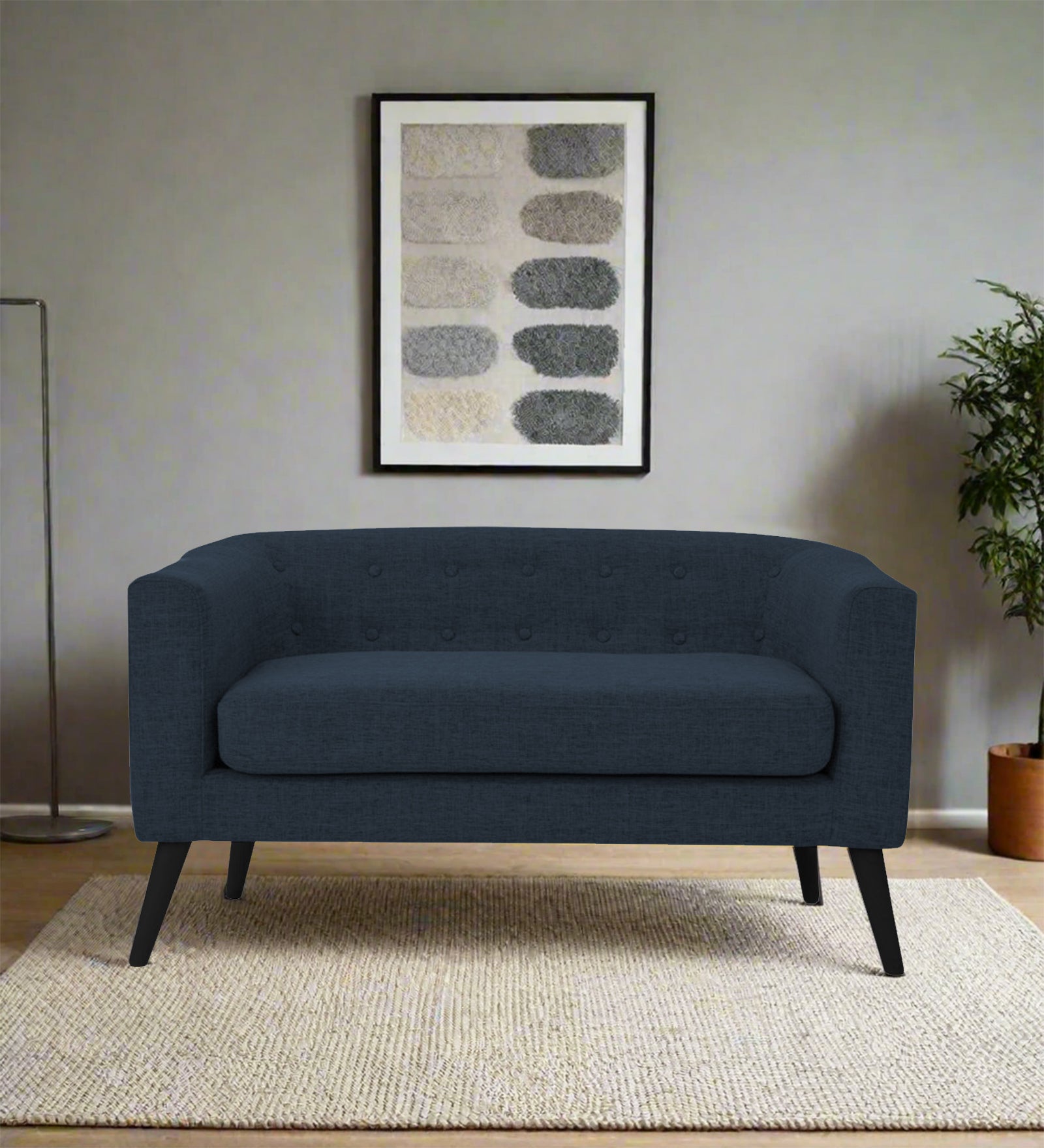 Casper Fabric 2 Seater Sofa In Denim Blue Colour - Febonic Living