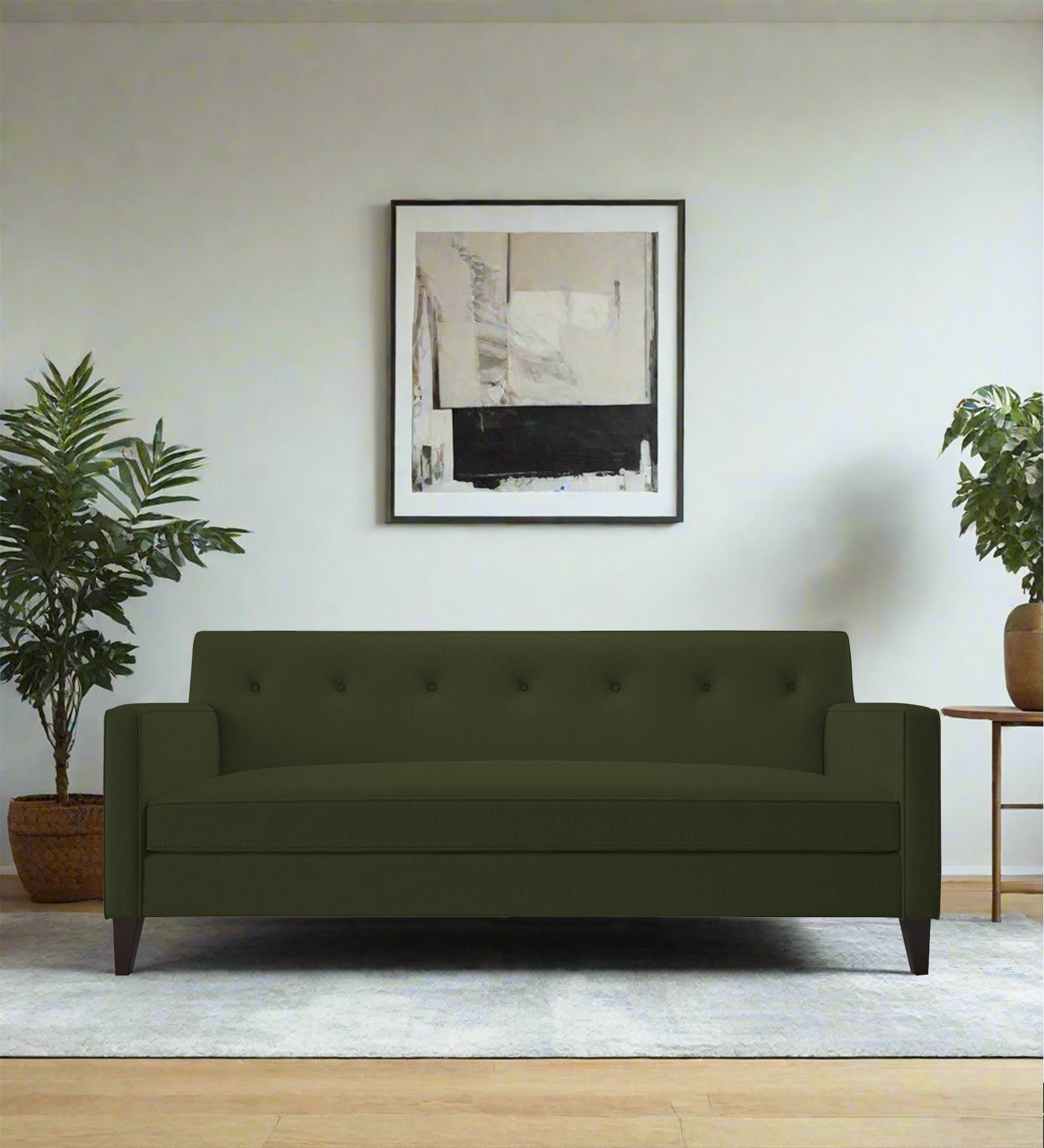 Miller Fabric 3 Seater Sofa In Olive Green Colour - Febonic Living