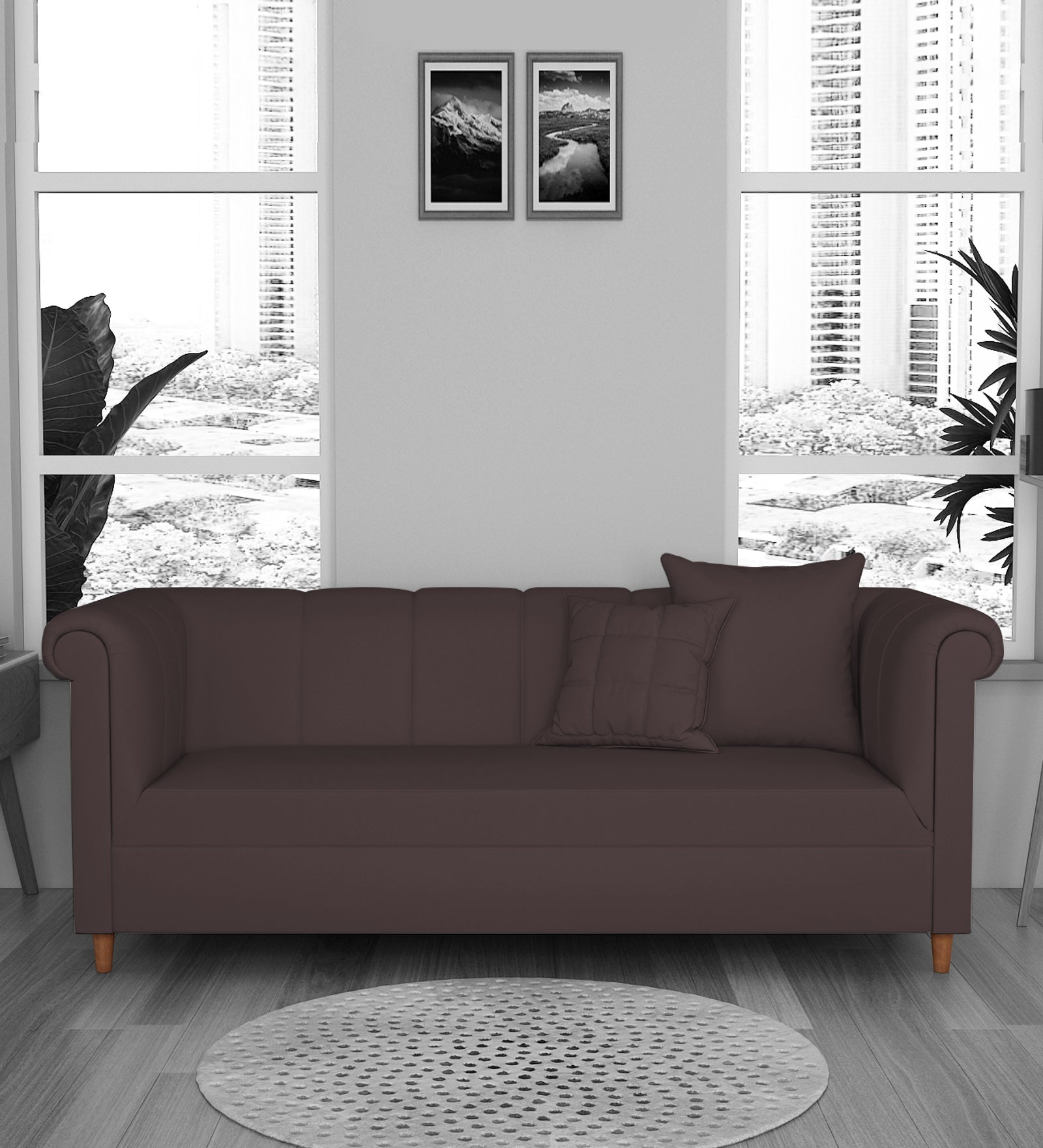 Rubi Velvet 3 Seater Sofa In Mocha Brown Colour - Febonic Living