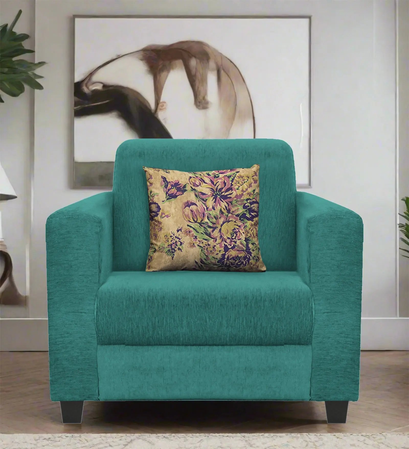 Lipu Fabric 1 Seater Sofa In Sea Green Colour Febonic Living