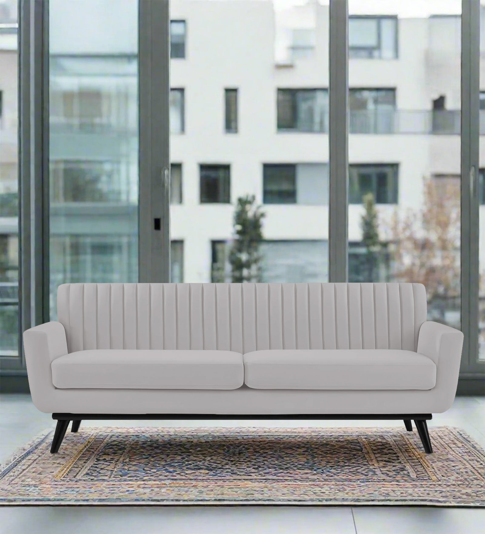 Tucker Velvet 3 Seater Sofa In Light Grey Colour - Febonic Living