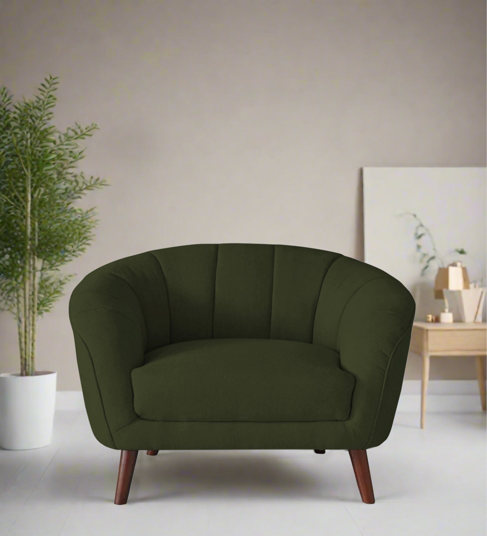 Benjamin Fabric 1 Seater Sofa In Olive Green Colour - Febonic Living