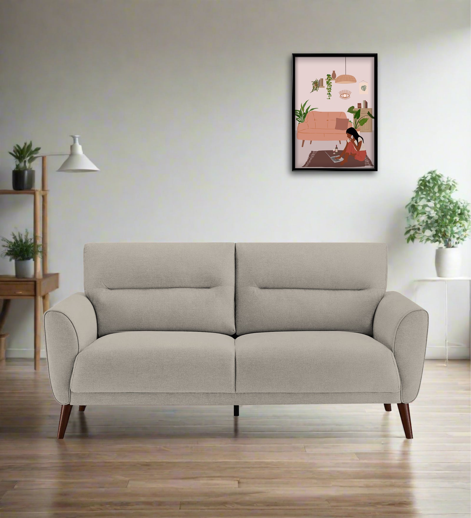 Castro Fabric 2 Seater Sofa In Ash Grey Colour - Febonic Living