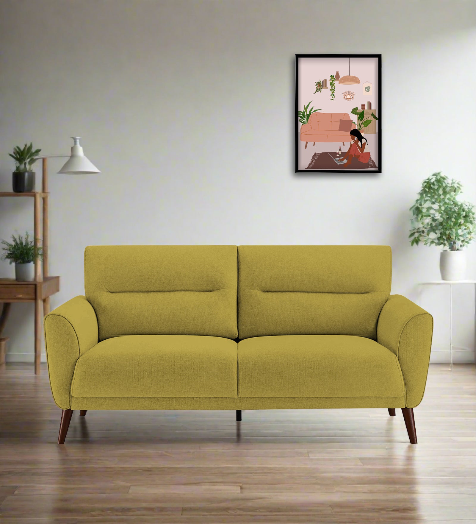 Castro Fabric 2 Seater Sofa In Parrot Green Colour - Febonic Living