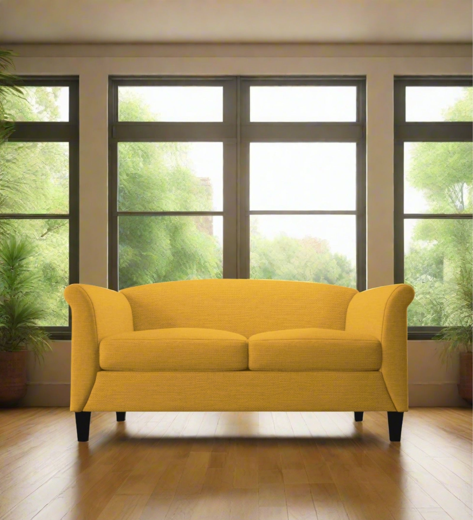 Kimber Fabric 2 Seater Sofa In Bold Yellow Colour - Febonic Living