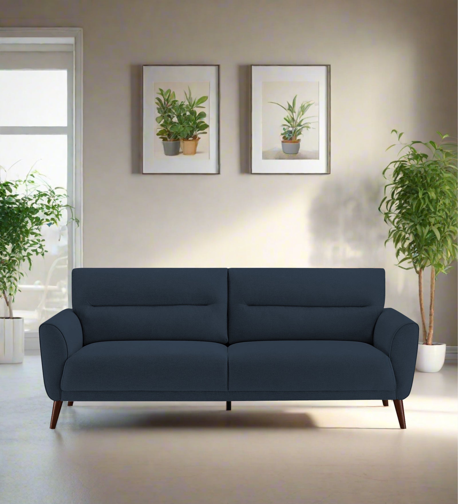 Castro Fabric 3 Seater Sofa In Denim Blue Colour - Febonic Living