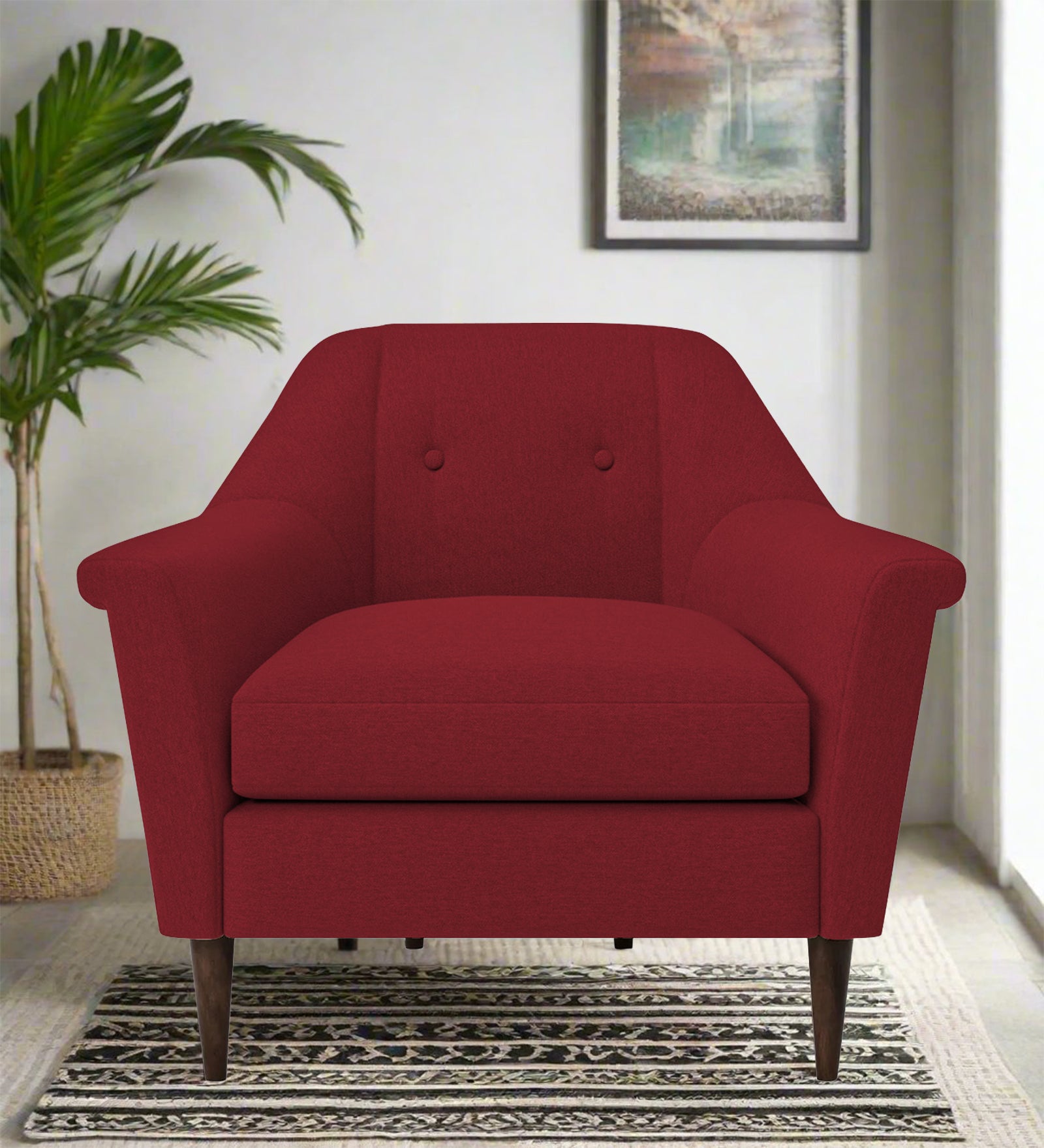 Homer Fabric 1 Seater Sofa In Chilli Red Colour - Febonic Living